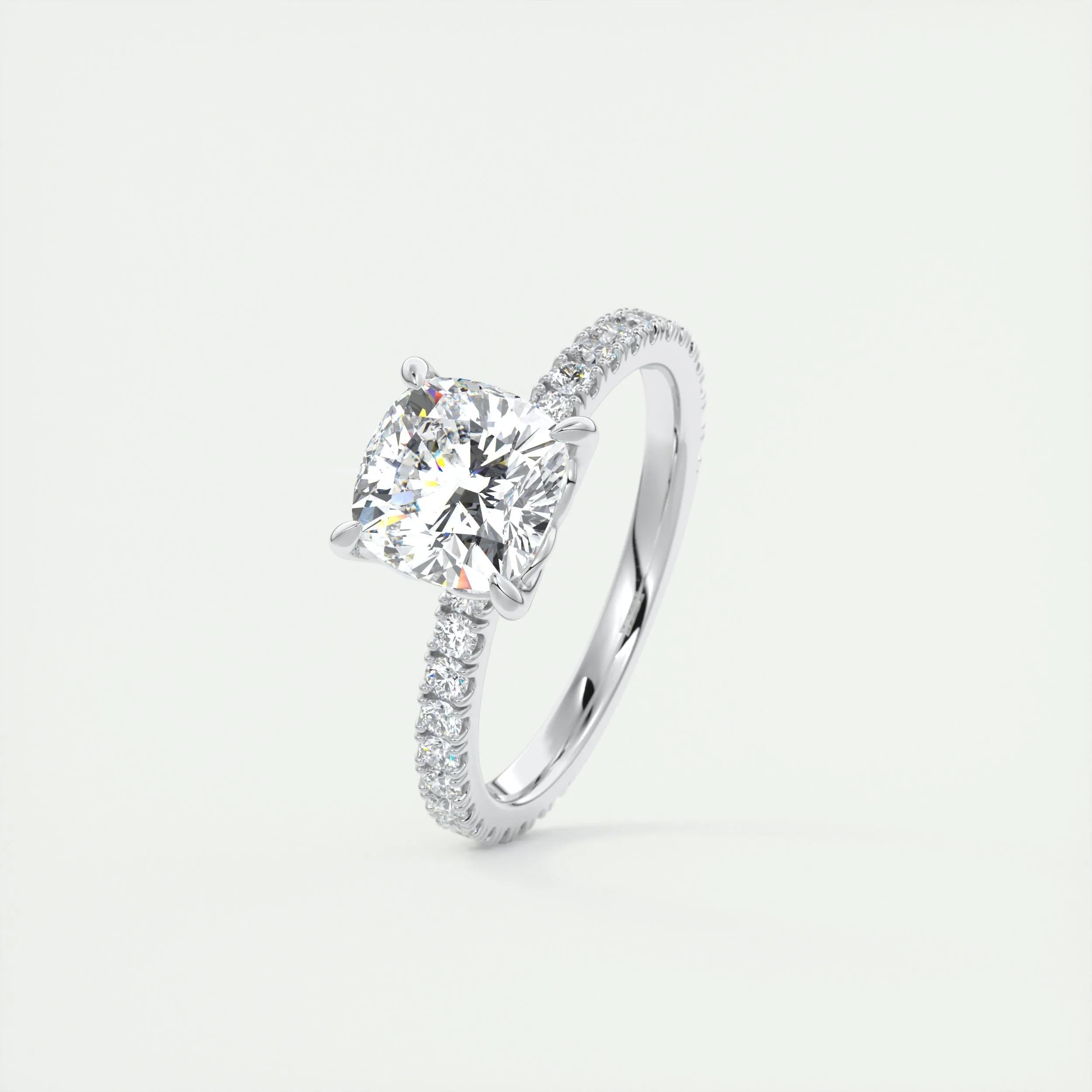 Pave Engagement Ring Featuring 2.15 CT Cushion Moissanite 5
