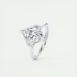 1.98 CT Marquise Cut Three Stone Moissanite Engagement Ring 4