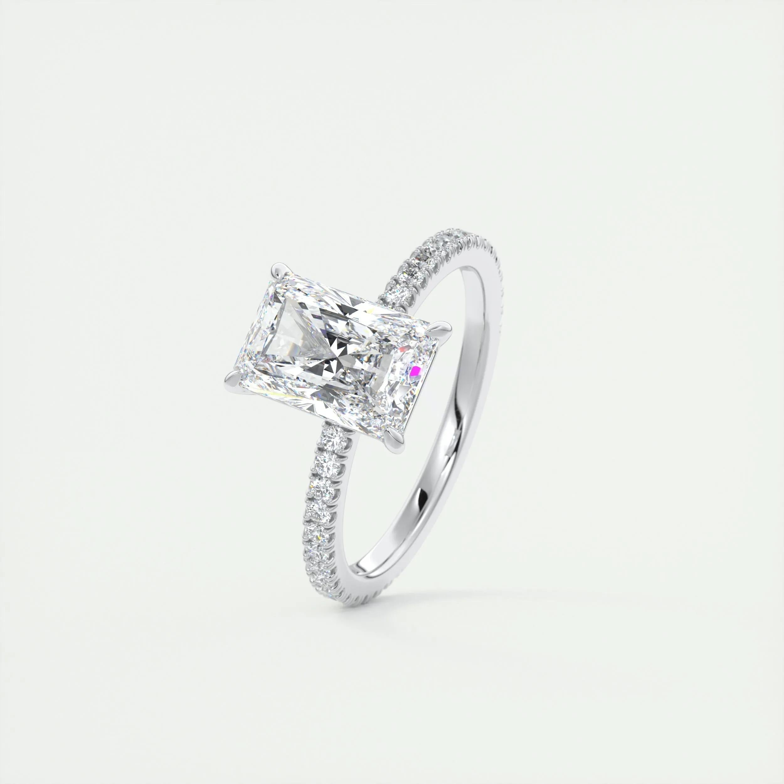 Pave Engagement Ring Featuring 2.0 CT Radiant Moissanite 5