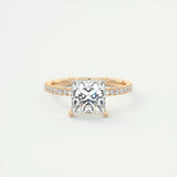 Pave Engagement Ring Featuring 2.08 CT Princess Moissanite 15