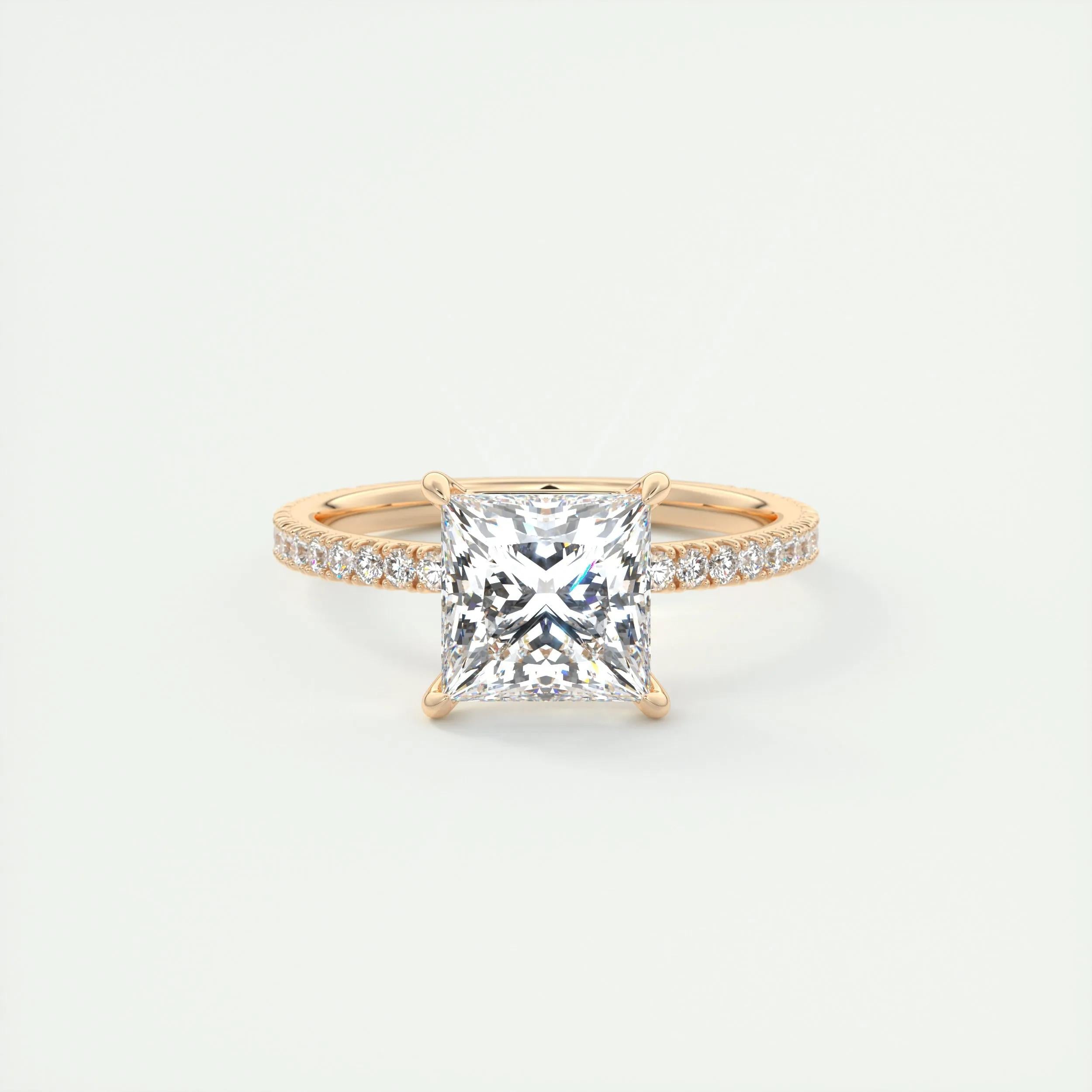 Pave Engagement Ring Featuring 2.08 CT Princess Moissanite 15