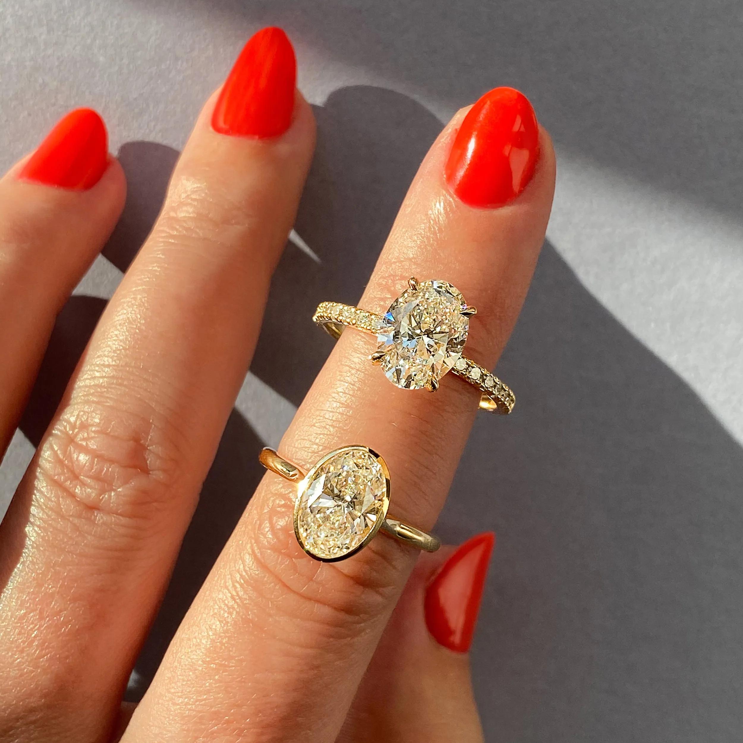 Pave Engagement Ring Featuring 1.91 CT Oval Moissanite 22