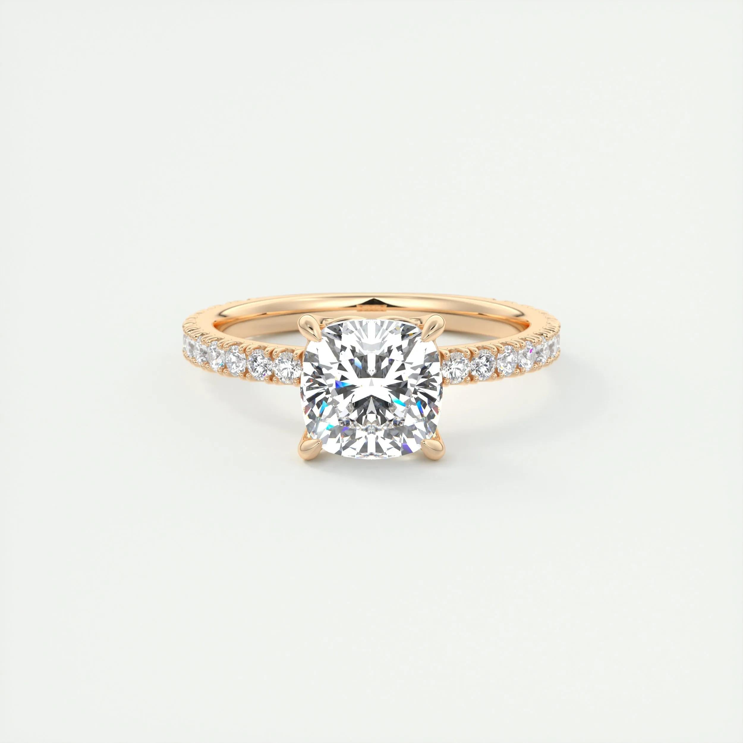 Pave Engagement Ring Featuring 2.15 CT Cushion Moissanite 15