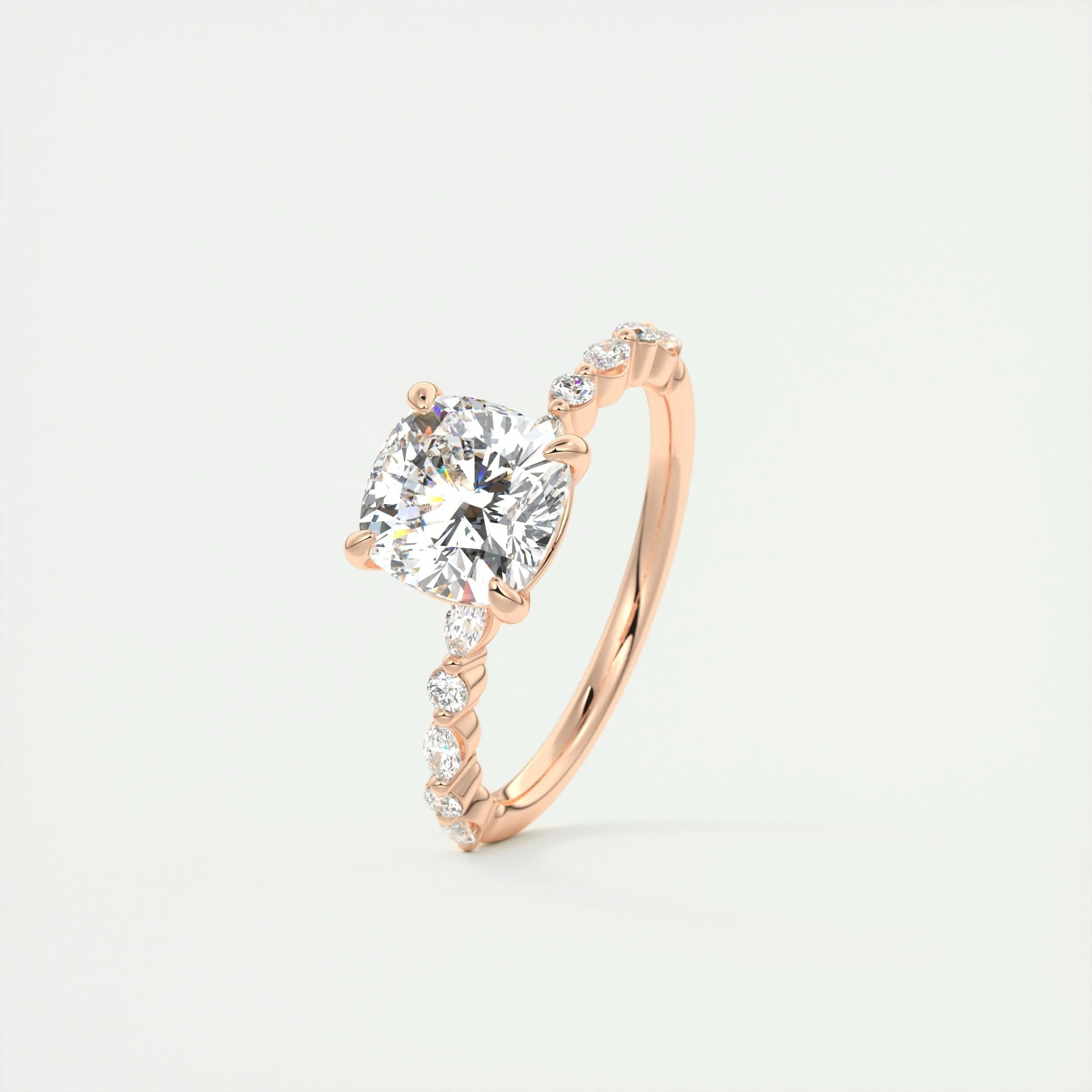 Pave Engagement Ring Featuring 2.0 CT Cushion Moissanite 18