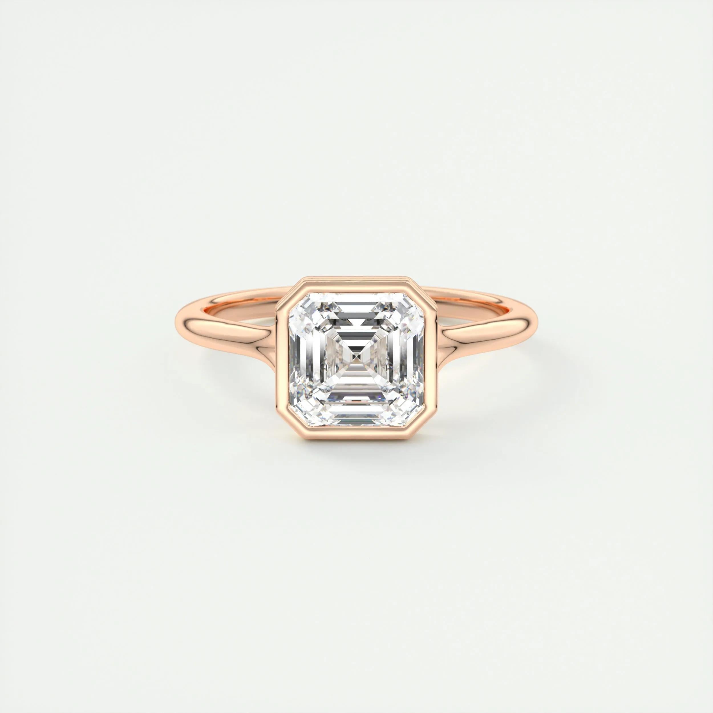 Solitaire Bezel Engagement Ring Featuring 2.03 CT Asscher Moissanite 15