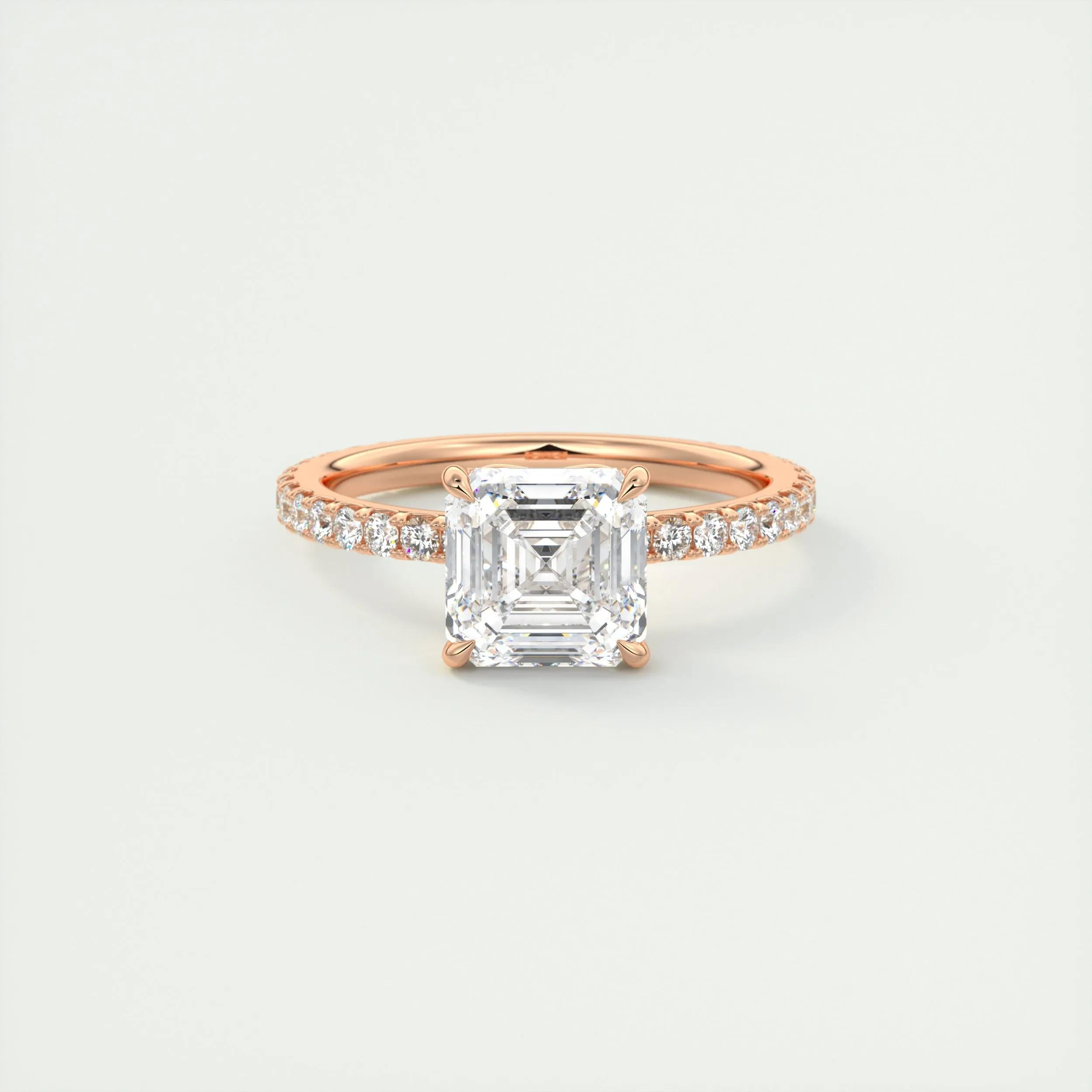 Pave Engagement Ring Featuring 2.03 CT Asscher Moissanite 15
