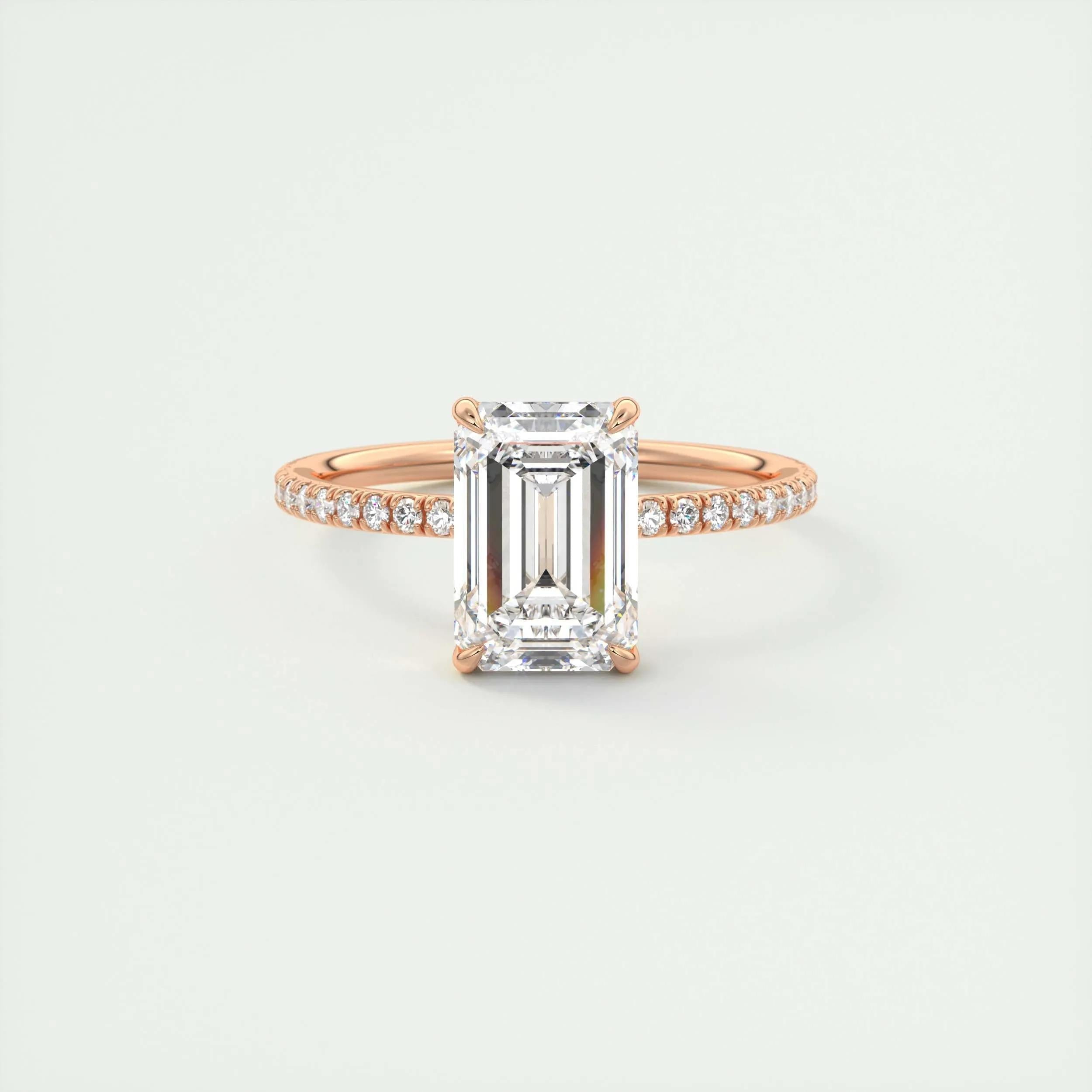 Pave Engagement Ring Featuring 1.91 CT Emerald Moissanite 15