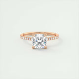 Pave Engagement Ring Featuring 2.15 CT Cushion Moissanite 15