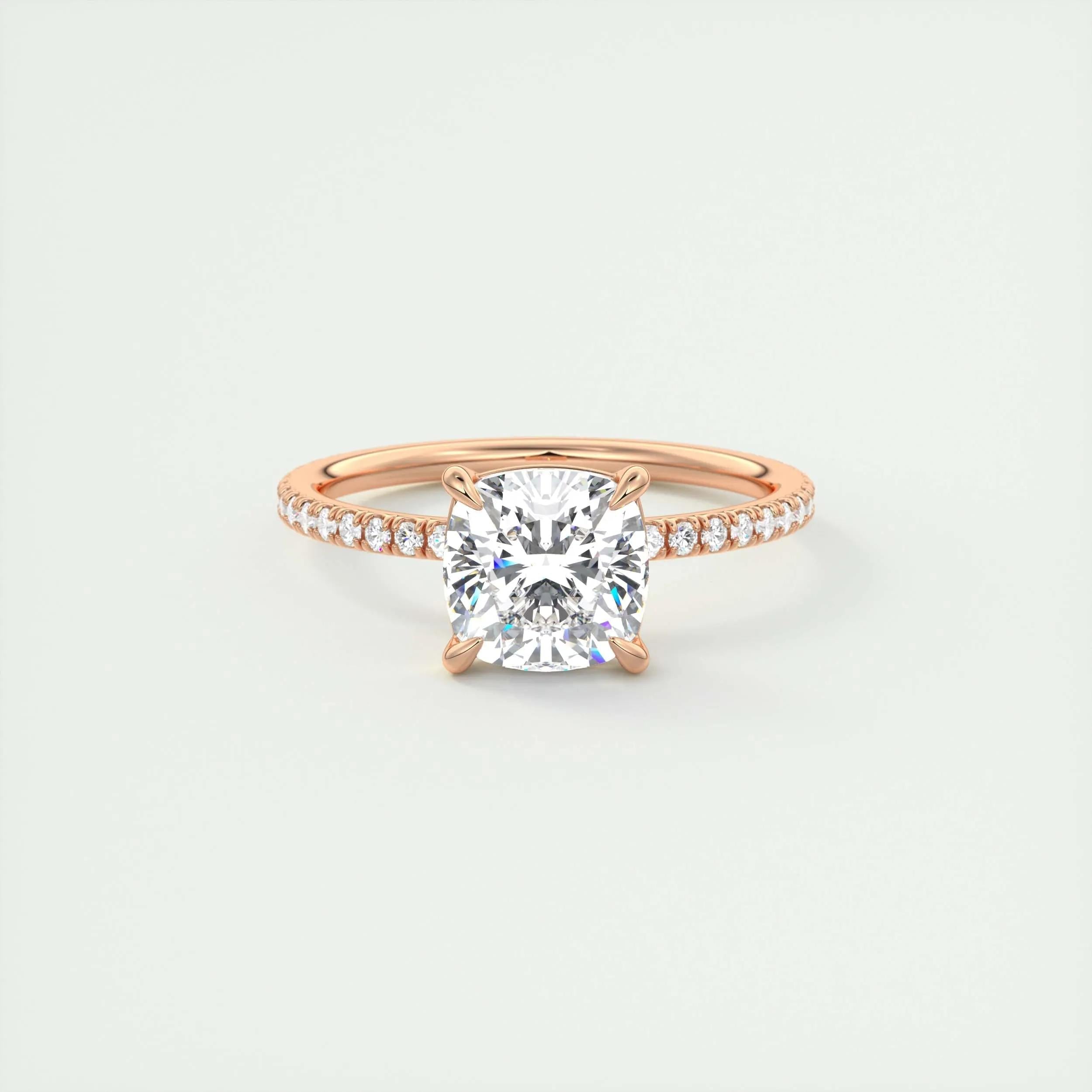Pave Engagement Ring Featuring 2.15 CT Cushion Moissanite 15