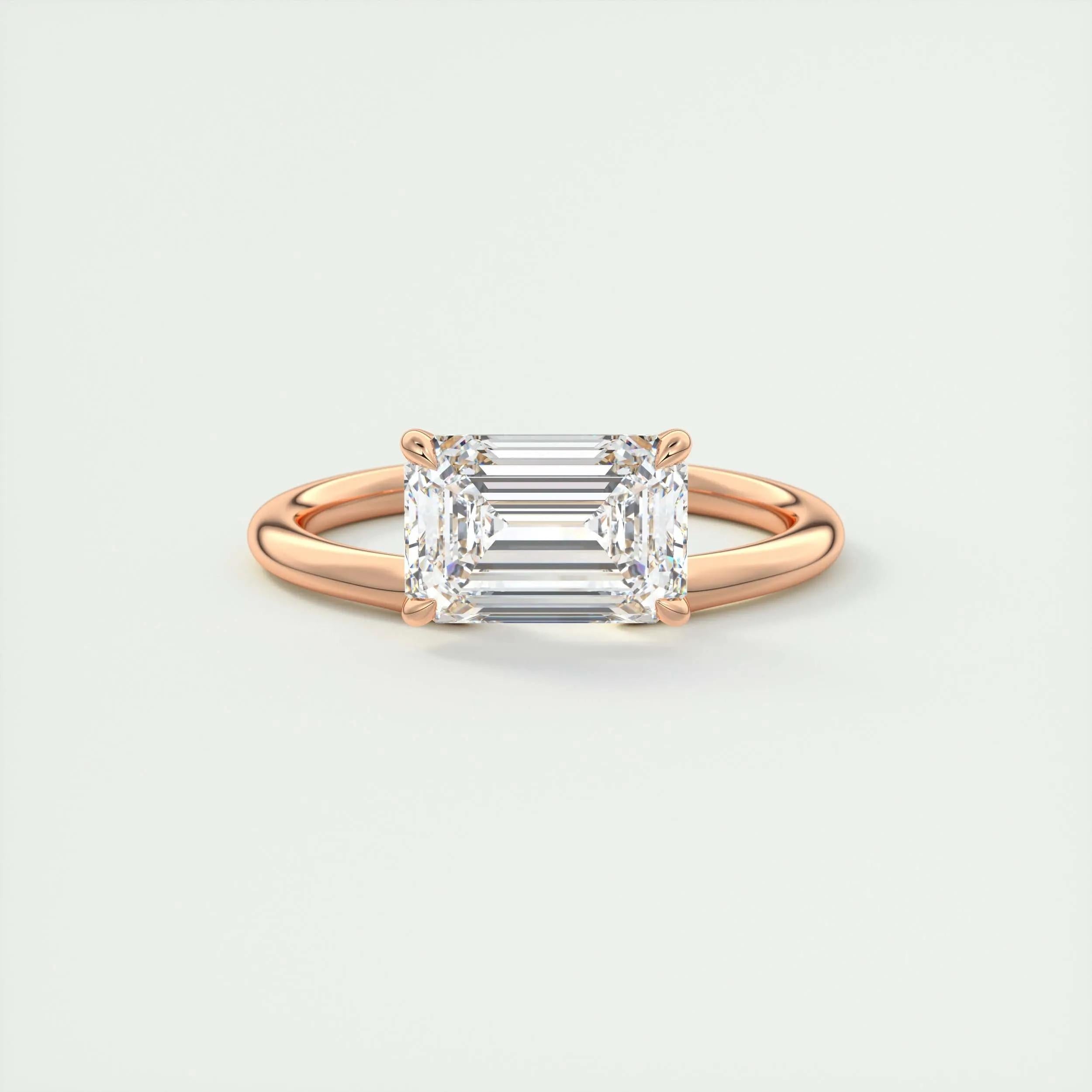 Solitaire Engagement Ring Featuring 1.91 CT East West Emerald Moissanite 15