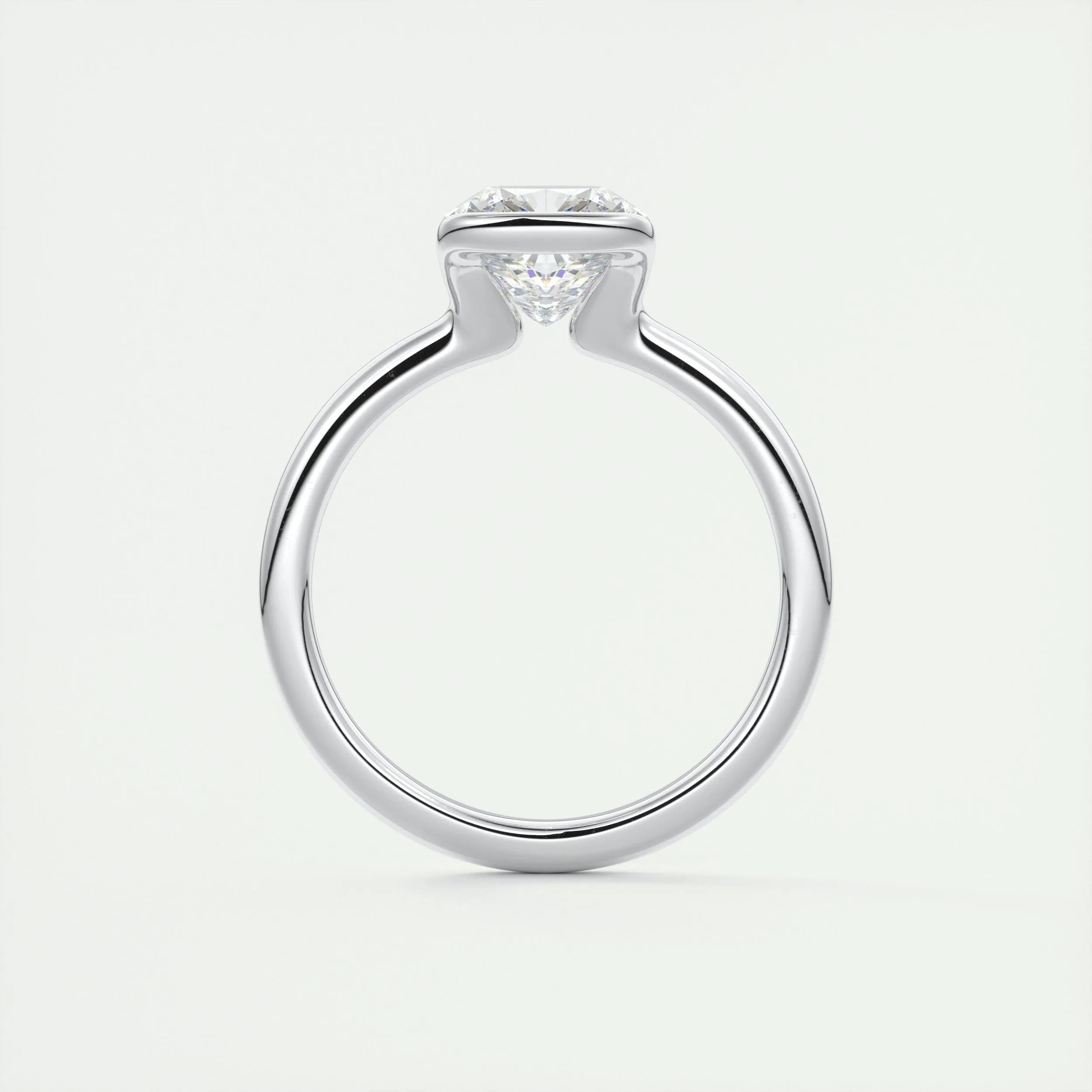 Solitaire Bezel Engagement Ring Featuring 2.15 CT Cushion Moissanite 8