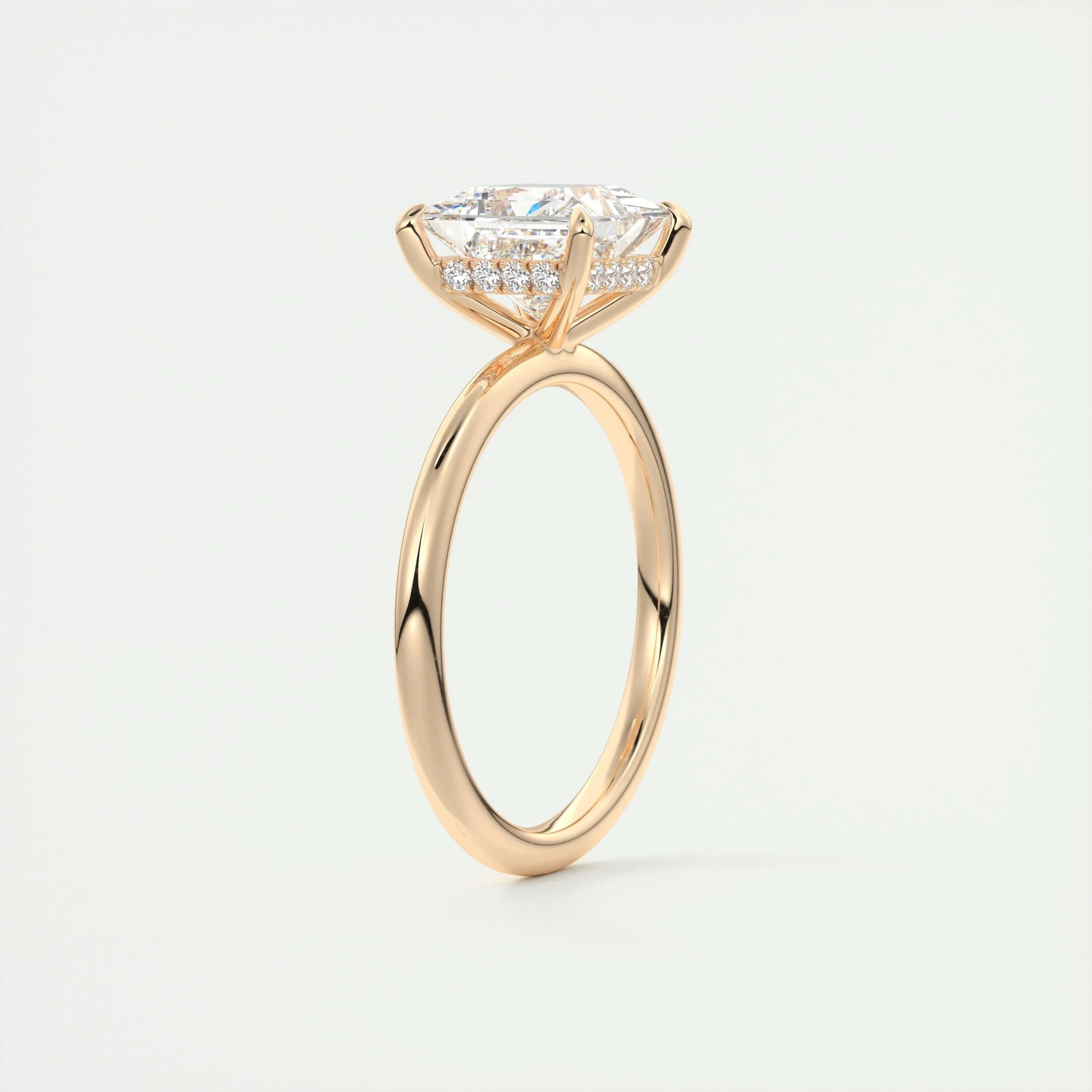 2.08 CT Princess Hidden Halo Moissanite Engagement Ring 18
