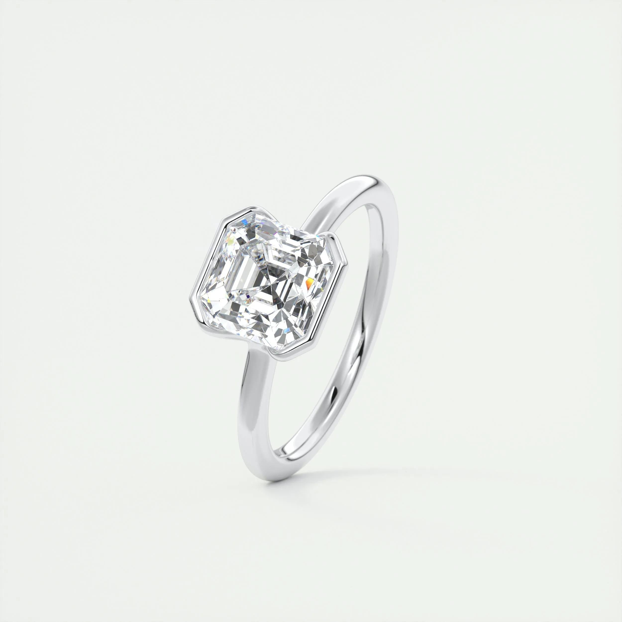 Solitaire Bezel Engagement Ring Featuring 2.03 CT Asscher Moissanite 5