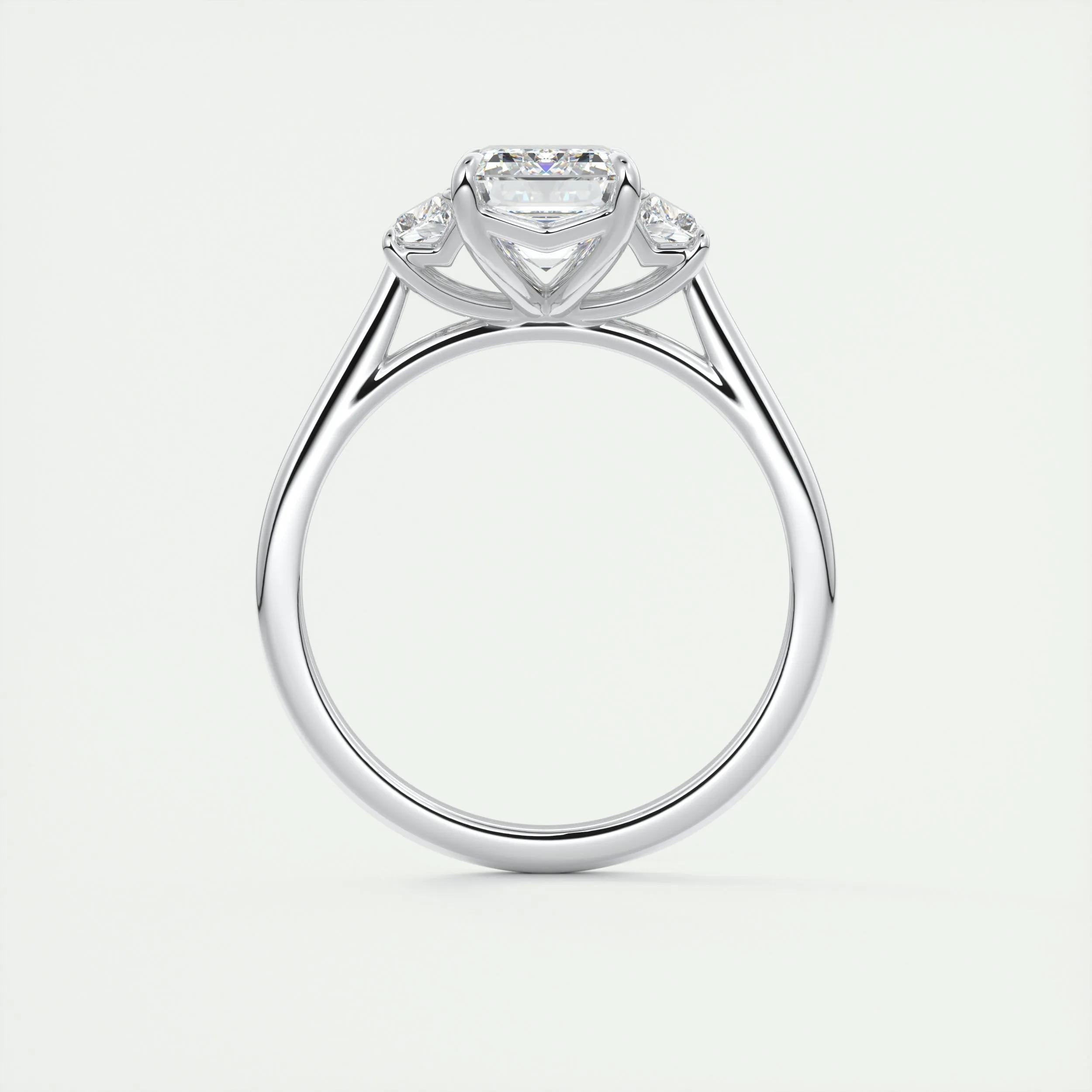 1.91 CT Emerald Cut Three Stone Moissanite Engagement Ring 8