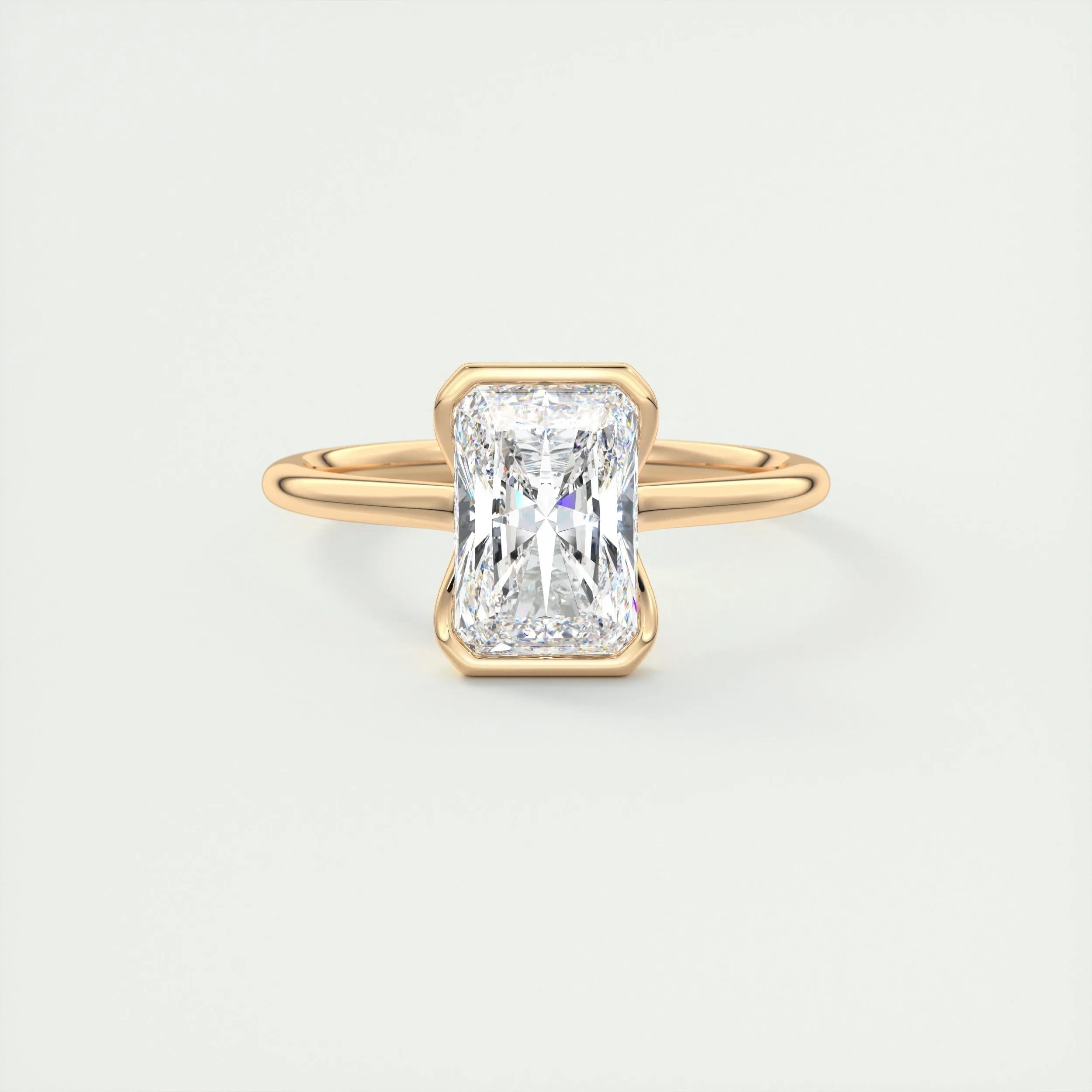Solitaire Bezel Engagement Ring Featuring 2.10 CT Radiant Moissanite 15