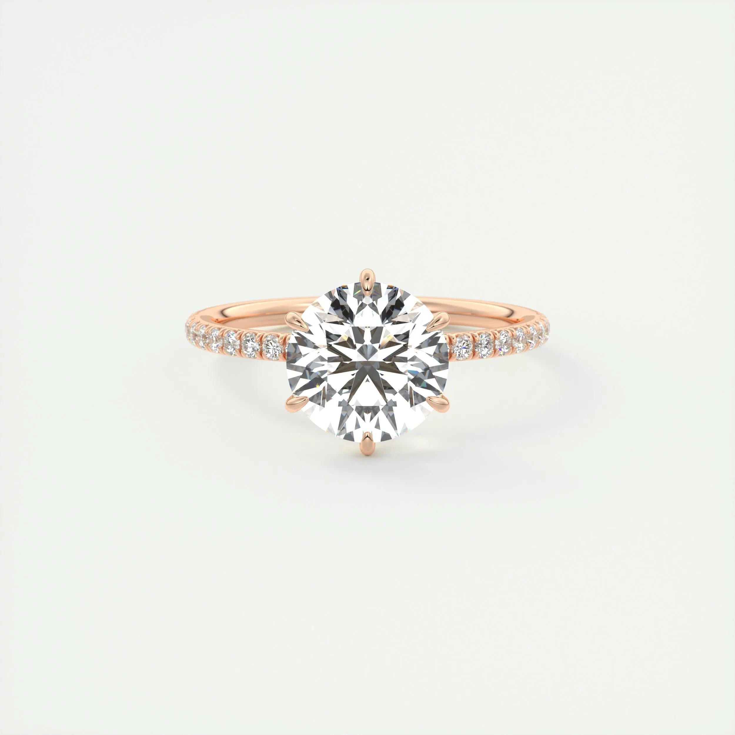 Pave Engagement Ring Featuring 2.0 CT Round Moissanite 15