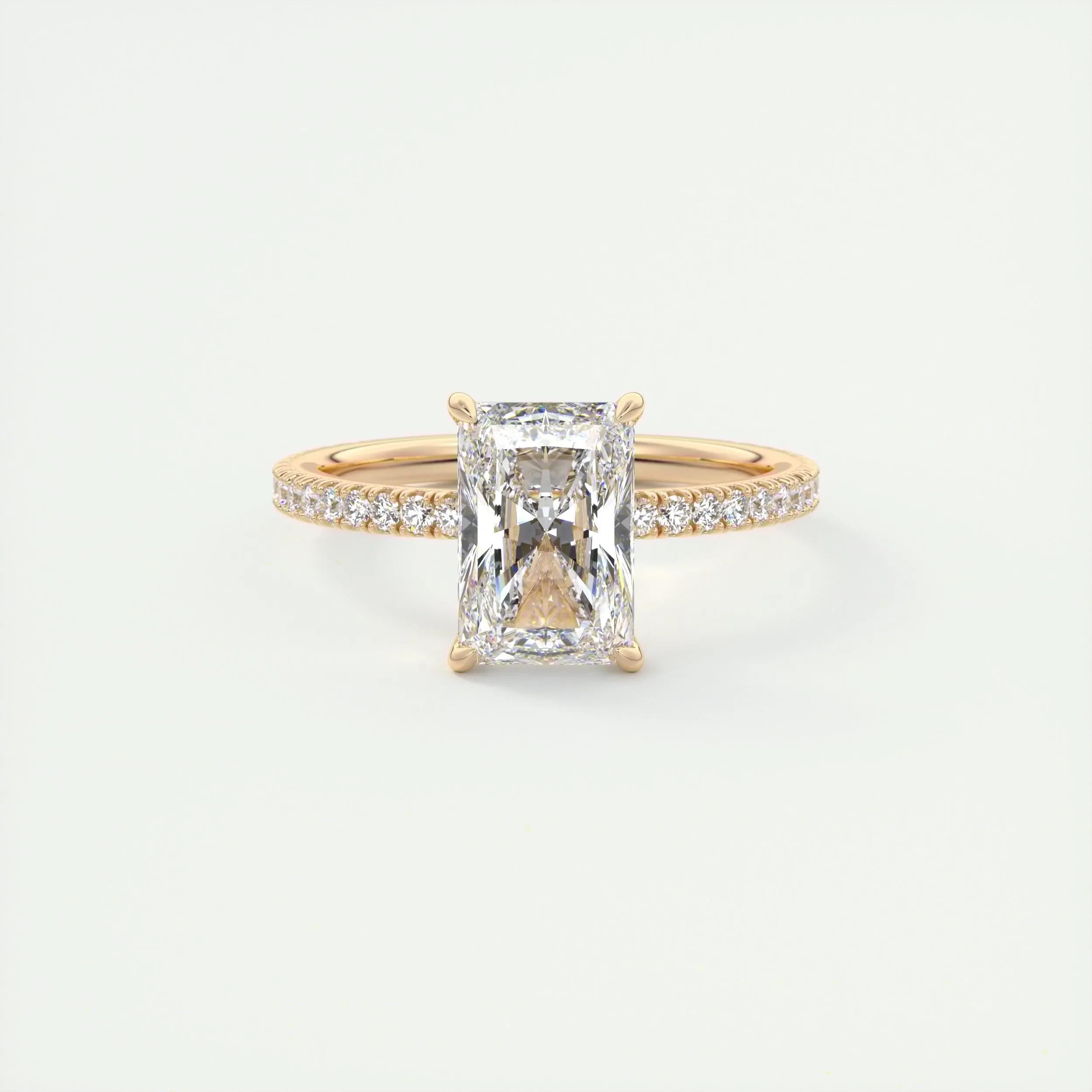 Pave Engagement Ring Featuring 2.0 CT Radiant Moissanite 16