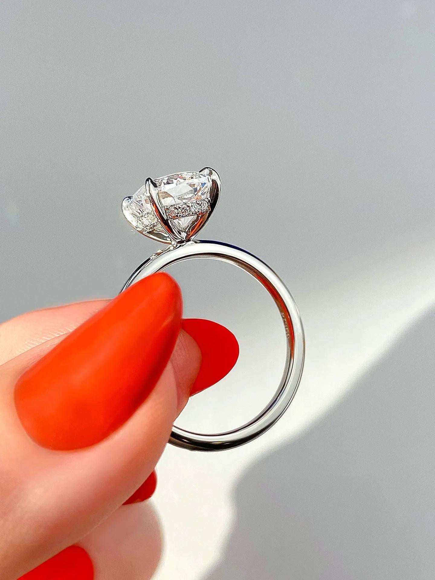 Hidden Halo Engagement Ring Featuring 2.15 CT Cushion Moissanite 24