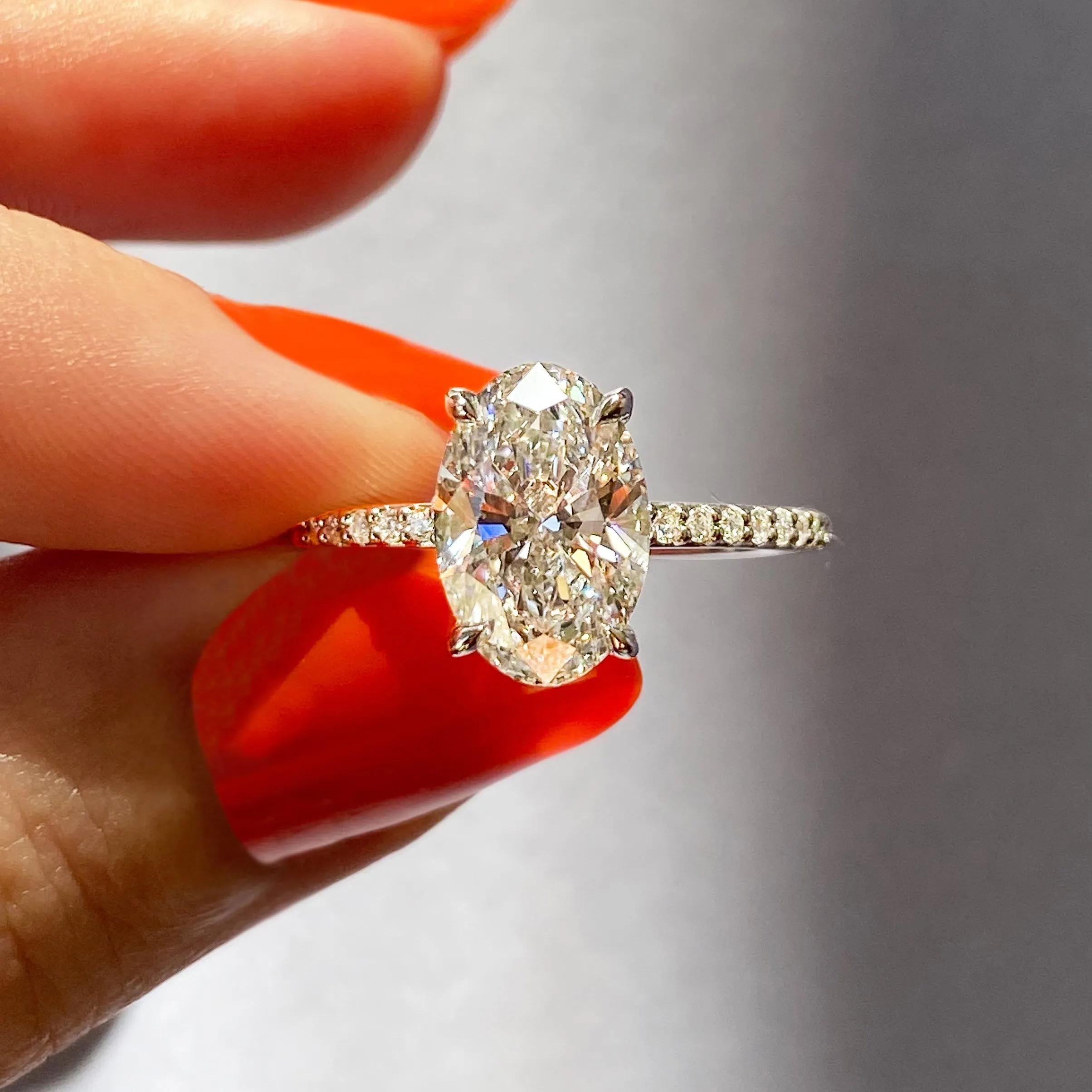 Pave Engagement Ring Featuring 1.91 CT Oval Moissanite 23