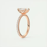 1.91 CT Emerald Shape Pave Moissanite Engagement Ring 18