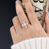 Cluster Engagement Ring Featuring 0.68 CT Round Moissanite 2