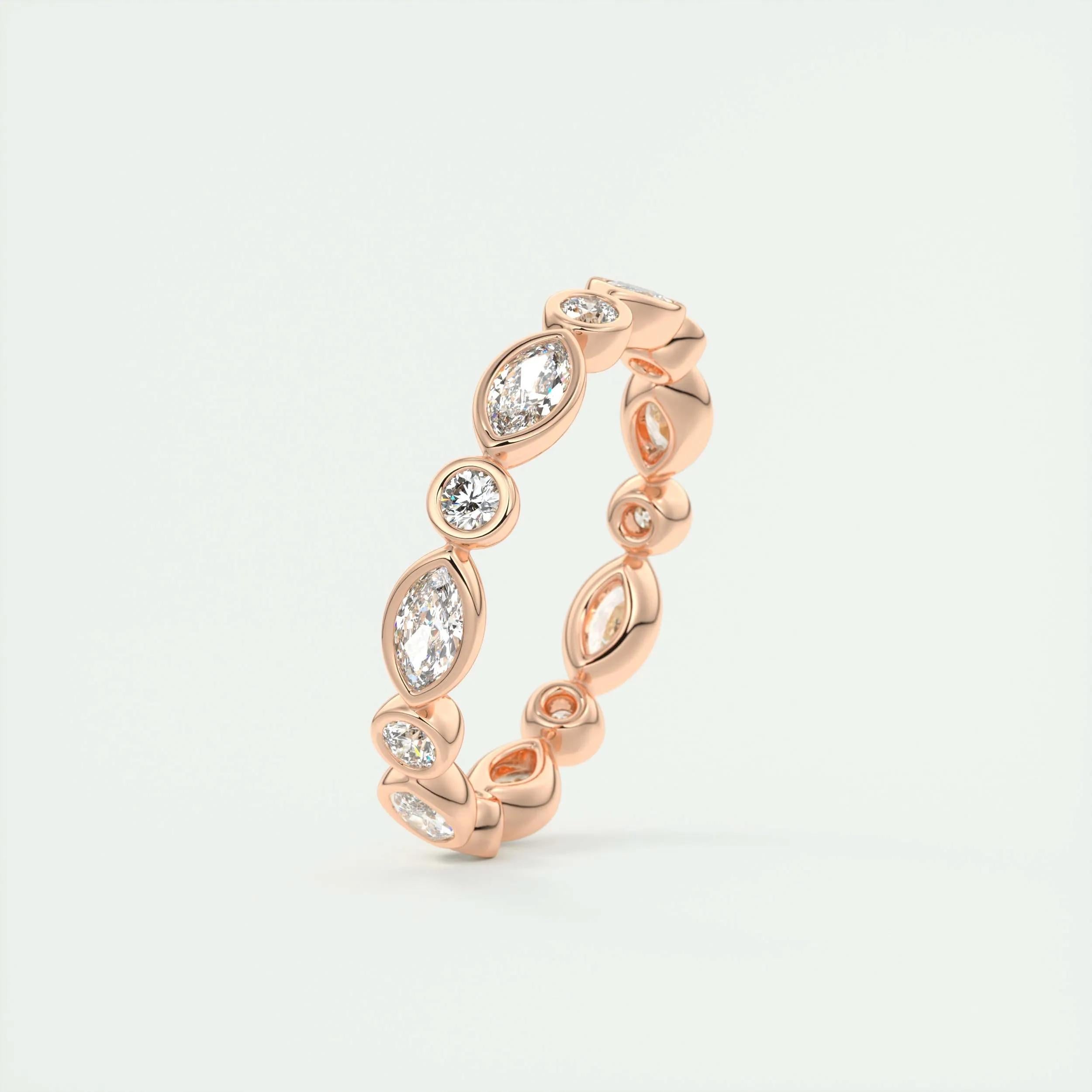 Eternity Wedding Band Featuring 0.98 TCW Marquise Round Moissanite 13