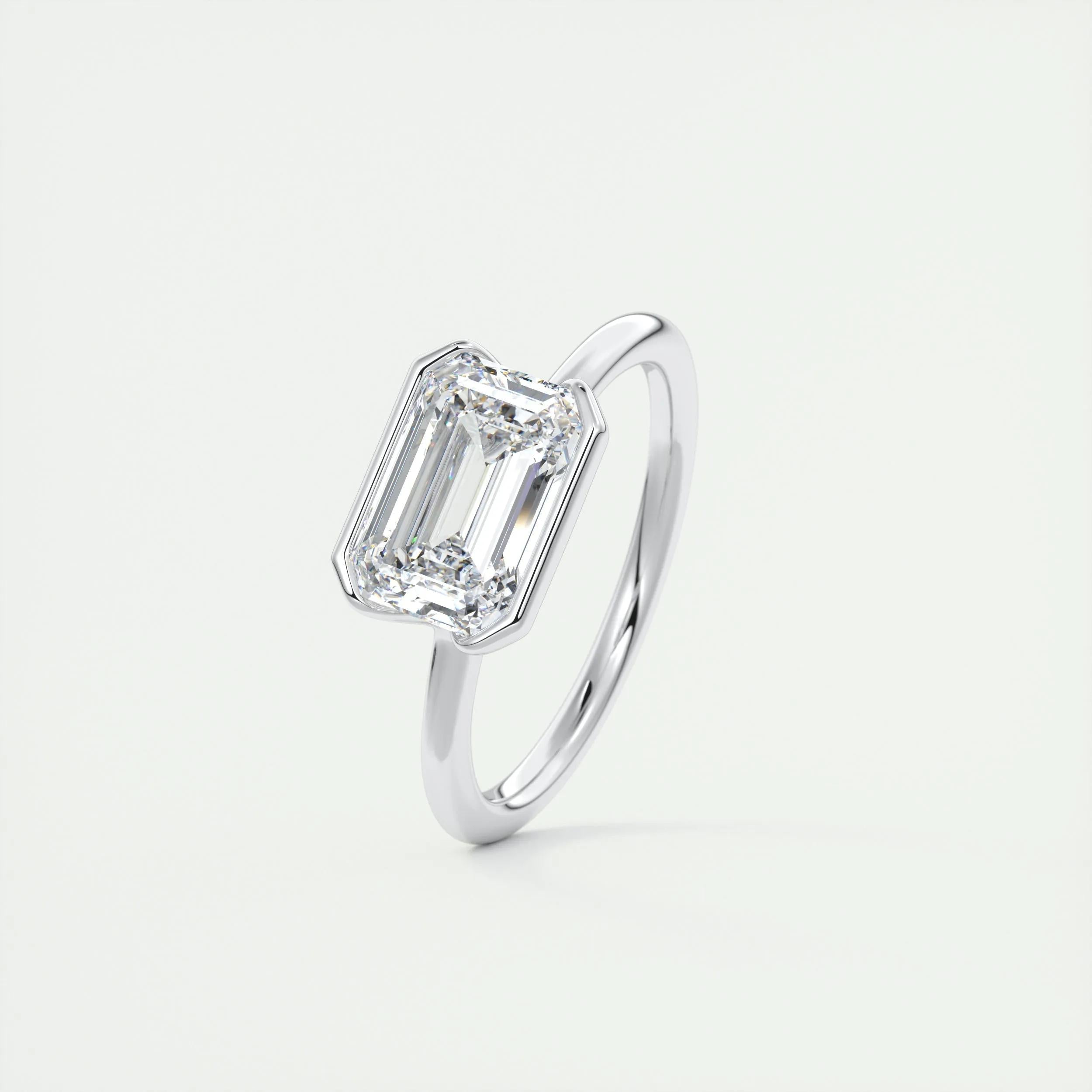 Solitaire Bezel Engagement Ring Featuring 1.91 CT Emerald Moissanite 5