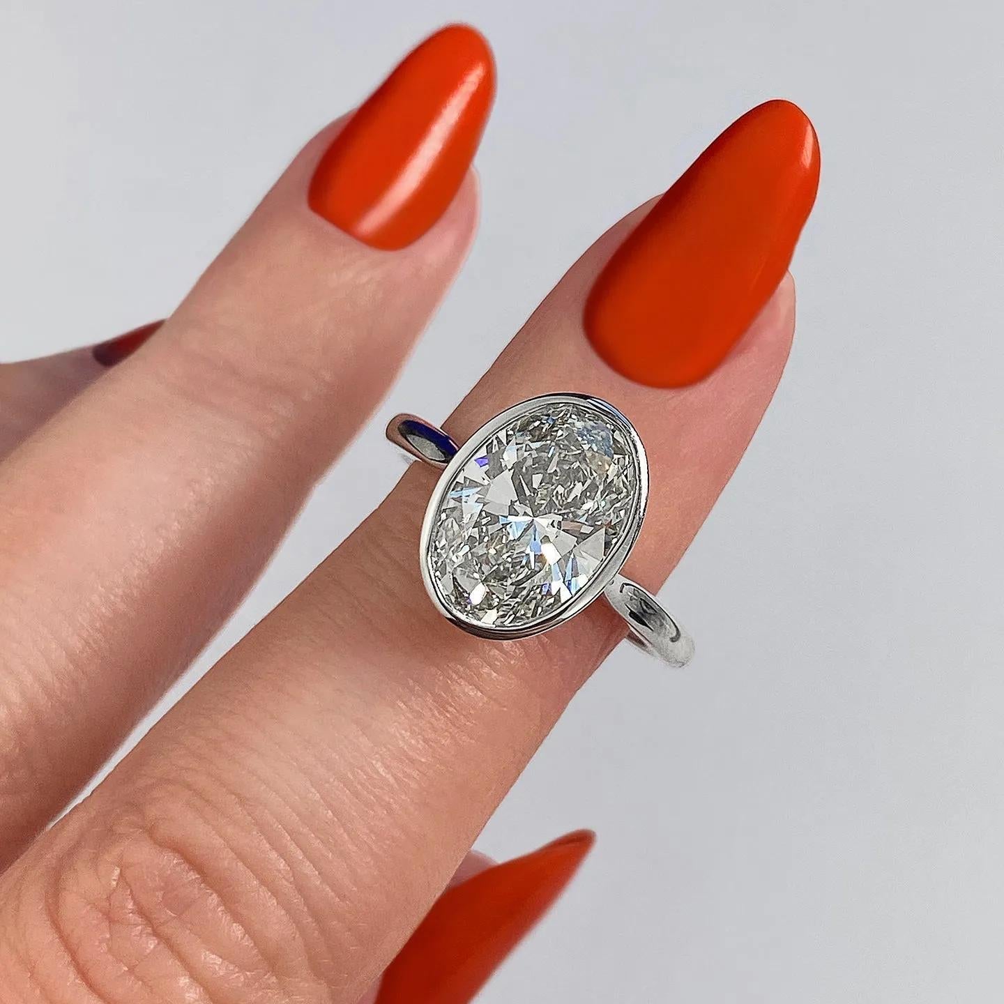 Solitaire Bezel Engagement Ring Featuring 1.91 CT Oval Moissanite 2