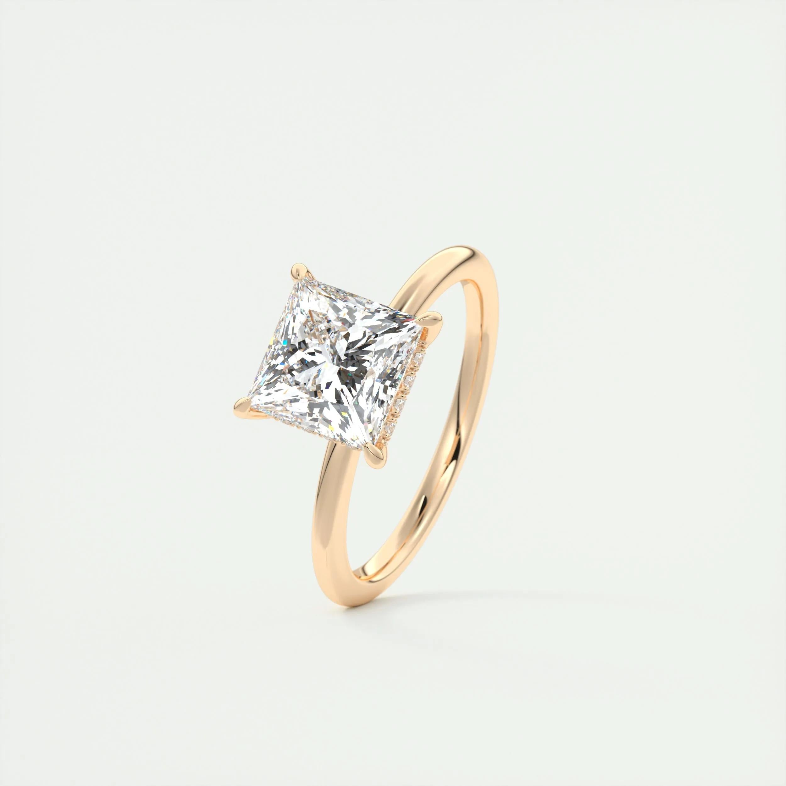 2.08 CT Princess Hidden Halo Moissanite Engagement Ring 16