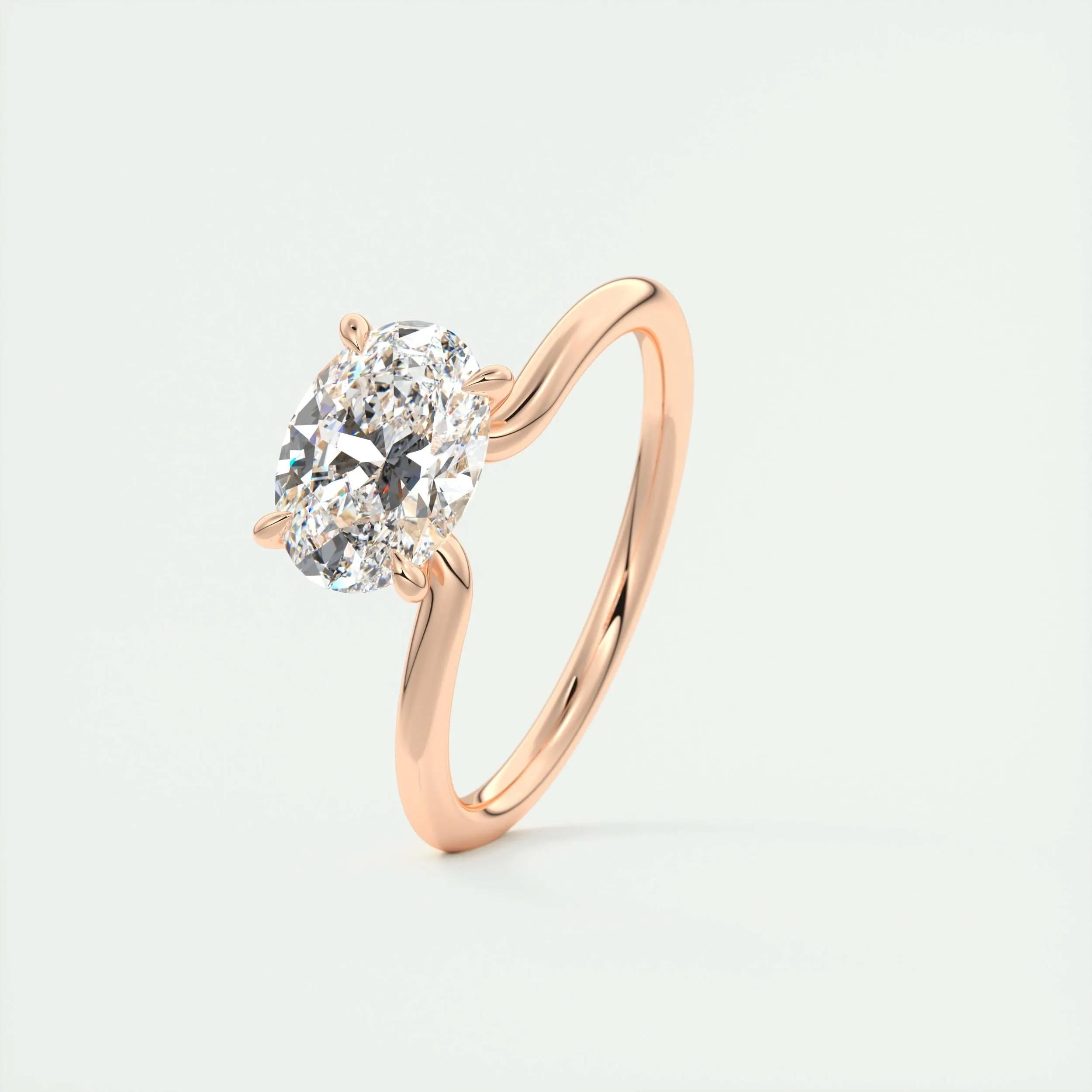Solitaire Bezel Engagement Ring Featuring 1.91 CT Oval Moissanite 18