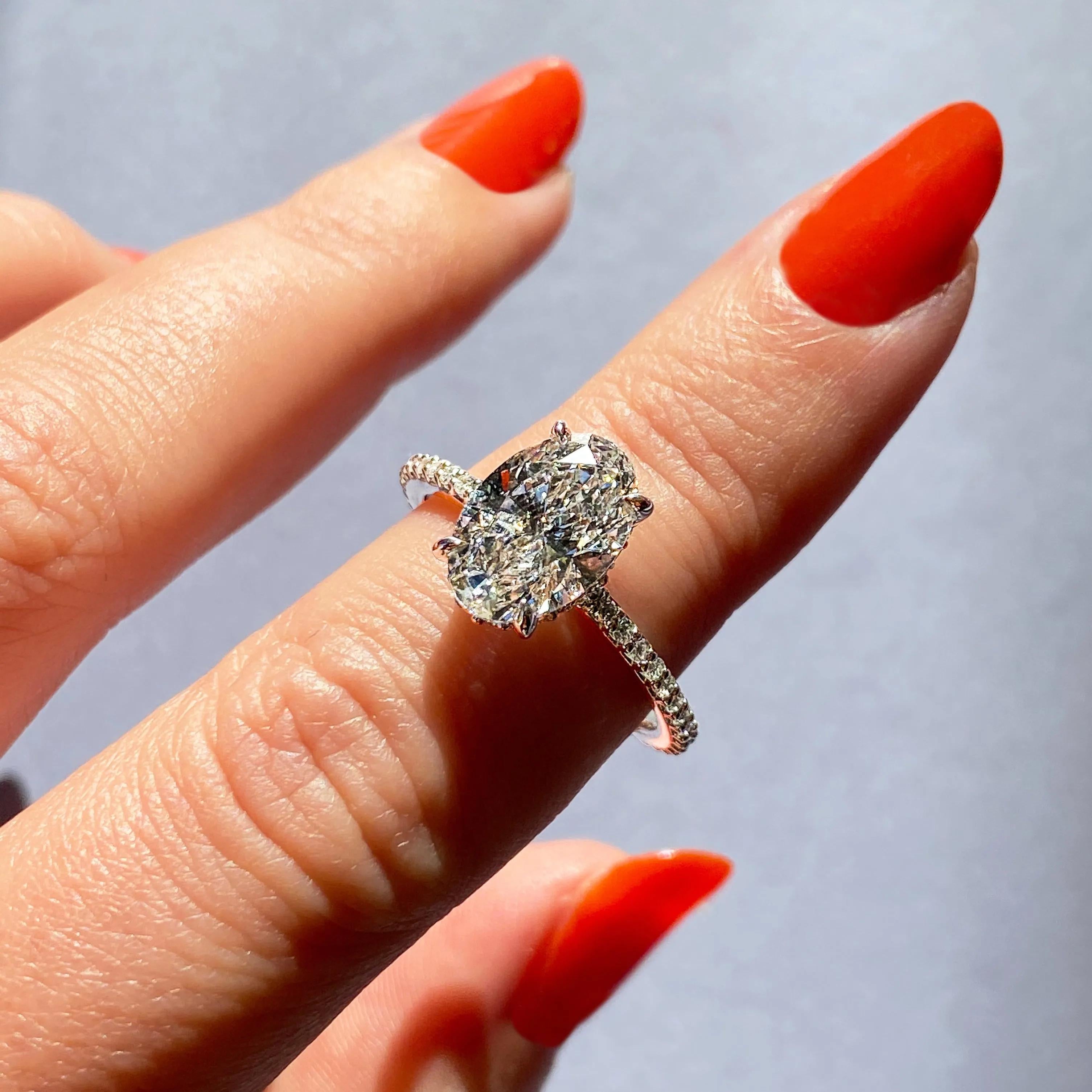 Pave Engagement Ring Featuring 1.91 CT Oval Moissanite 24