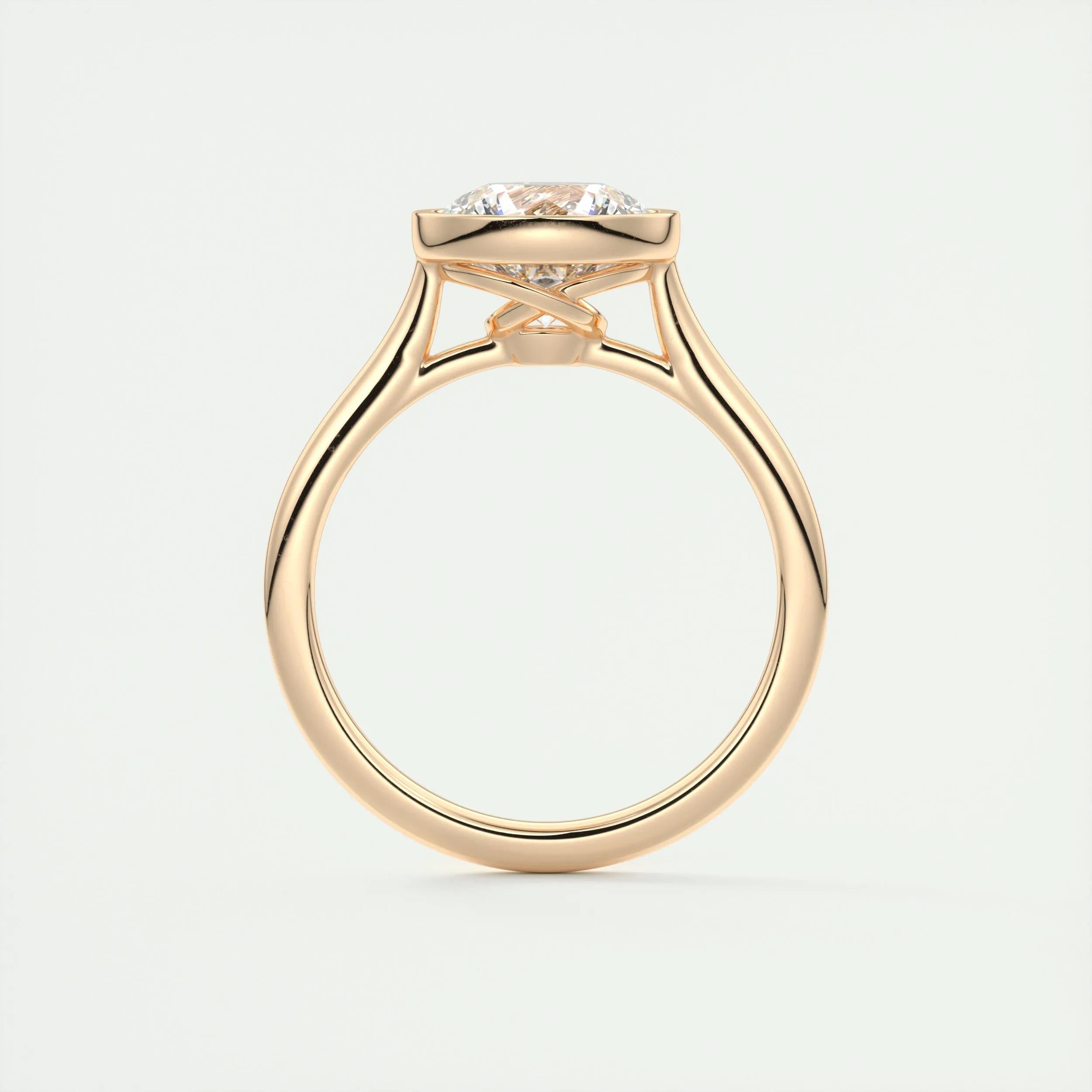 Solitaire Bezel Engagement Ring Featuring 2.0 CT Round Moissanite 18