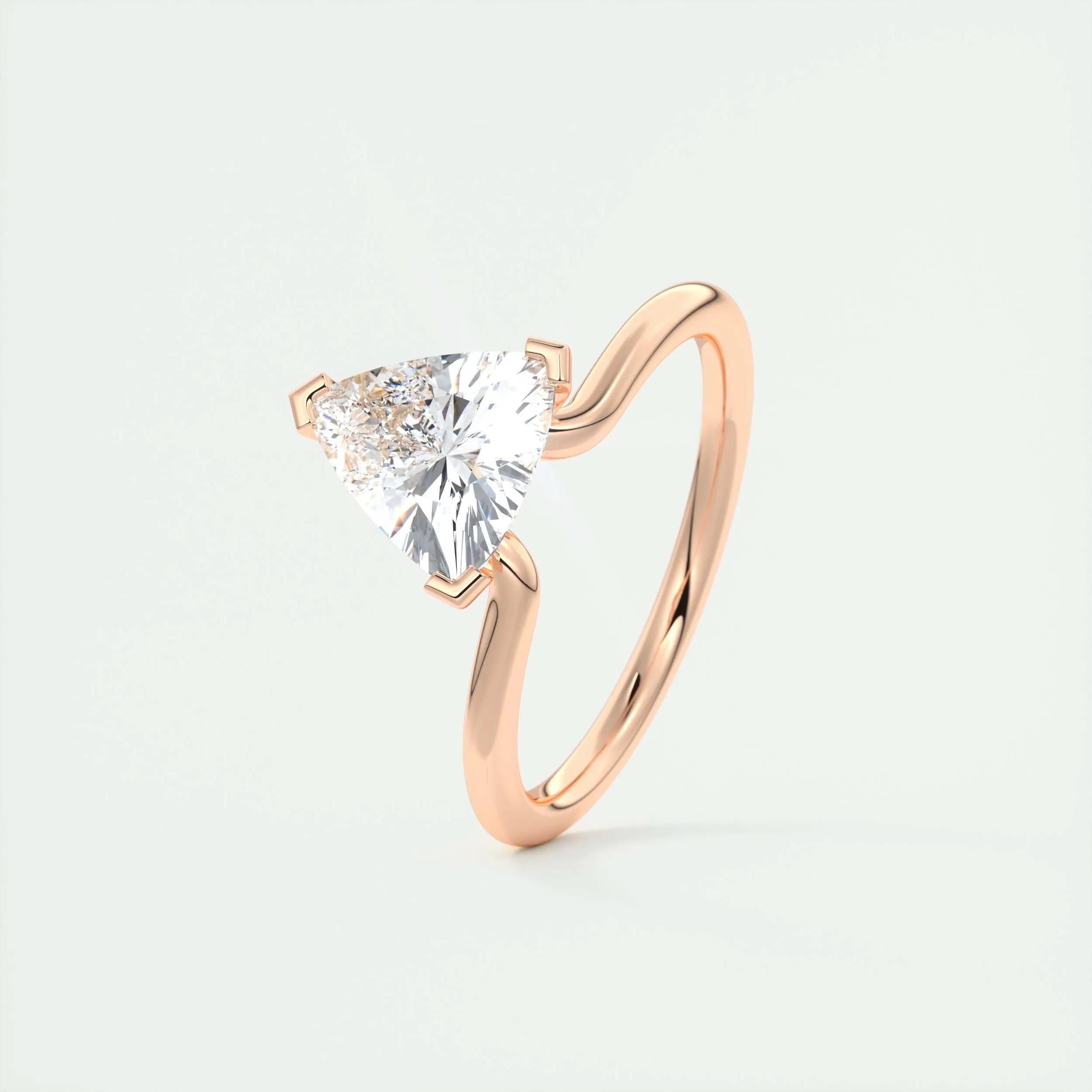 Solitaire Bezel Engagement Ring Featuring 1.44 CT Trillion Moissanite 18