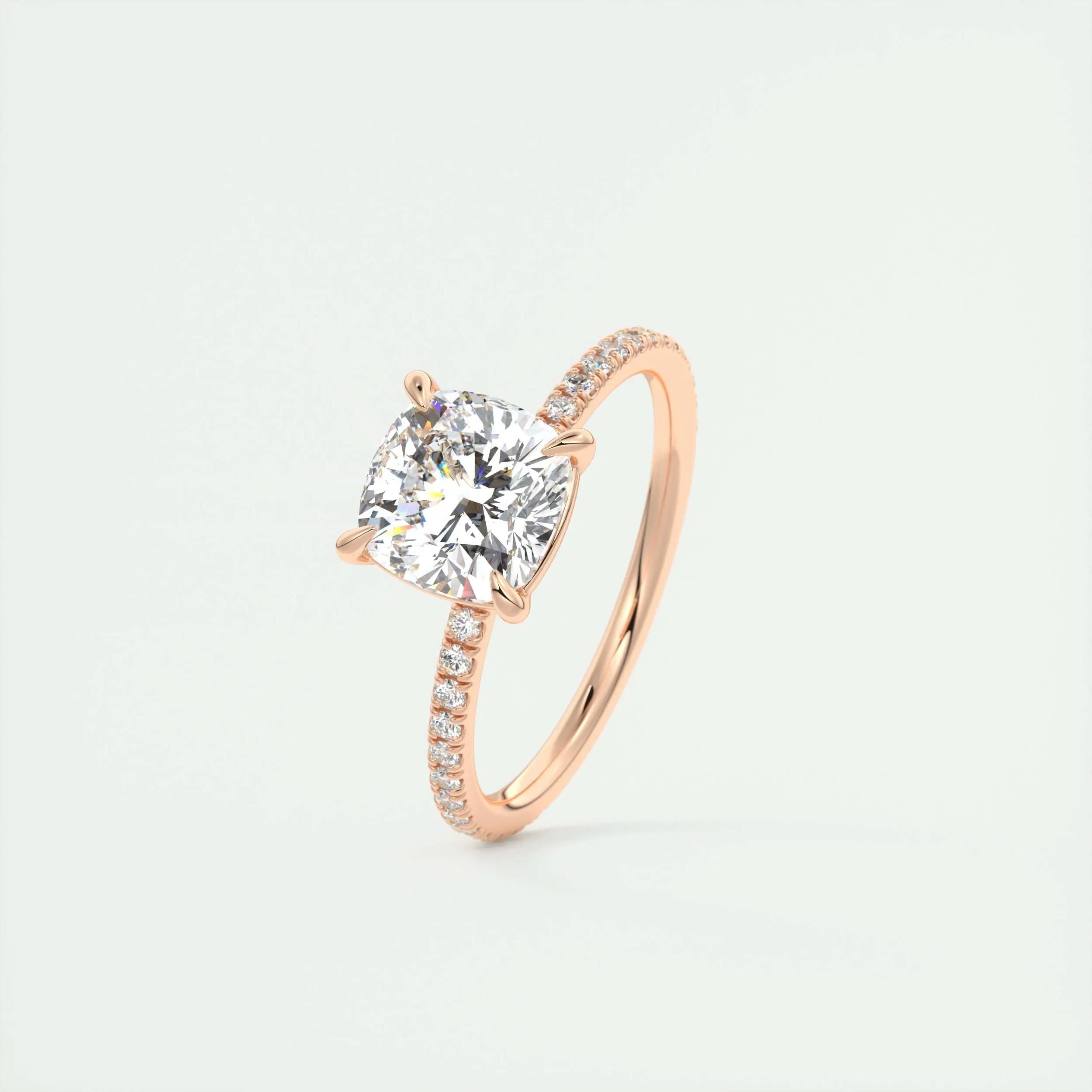 Pave Engagement Ring Featuring 2.15 CT Cushion Moissanite 18