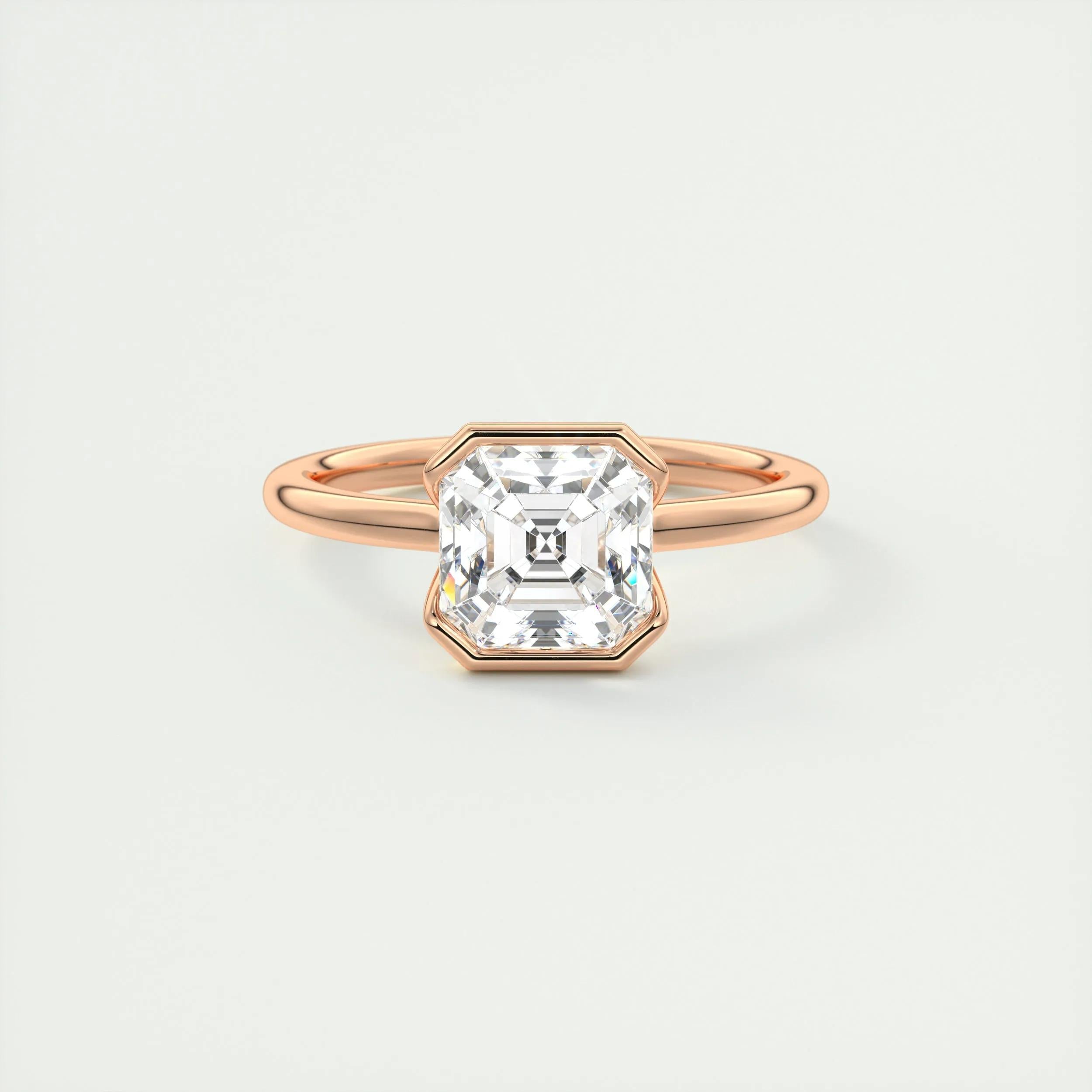 Solitaire Bezel Engagement Ring Featuring 2.03 CT Asscher Moissanite 16