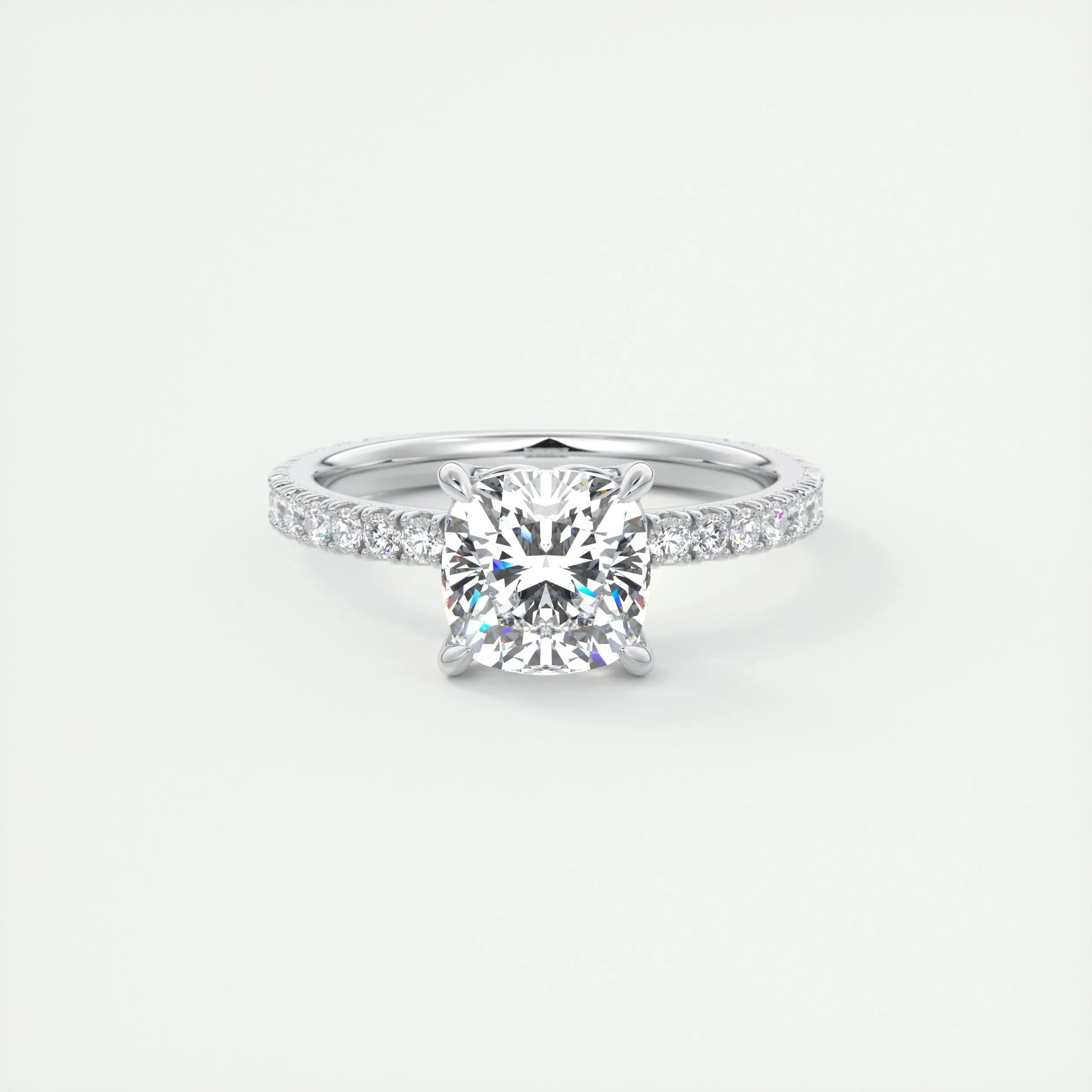 Pave Engagement Ring Featuring 2.15 CT Cushion Moissanite 1