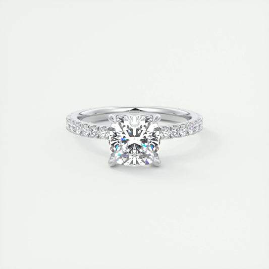 Pave Engagement Ring Featuring 2.15 CT Cushion Moissanite 1