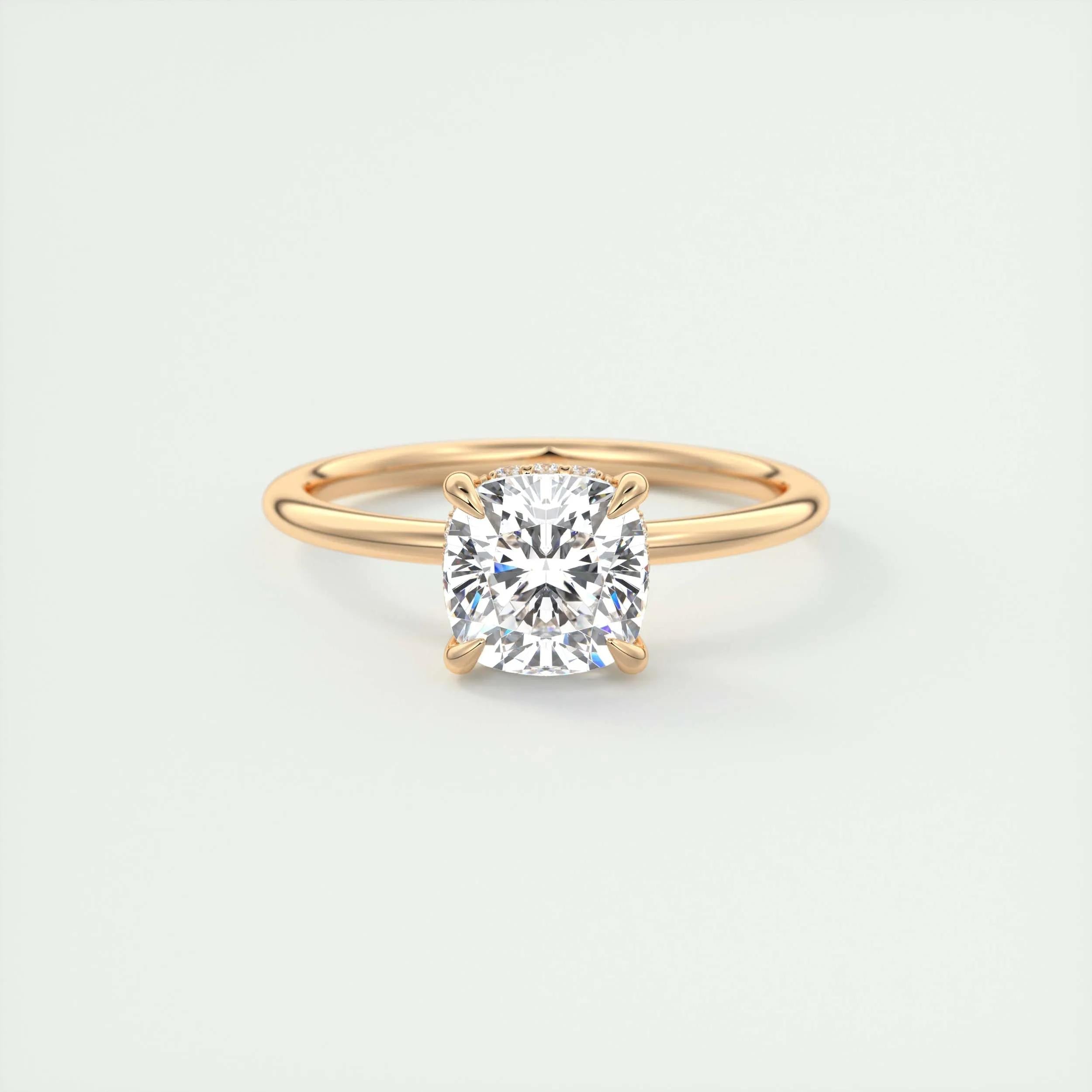 Hidden Halo Engagement Ring Featuring 2.15 CT Cushion Moissanite 15