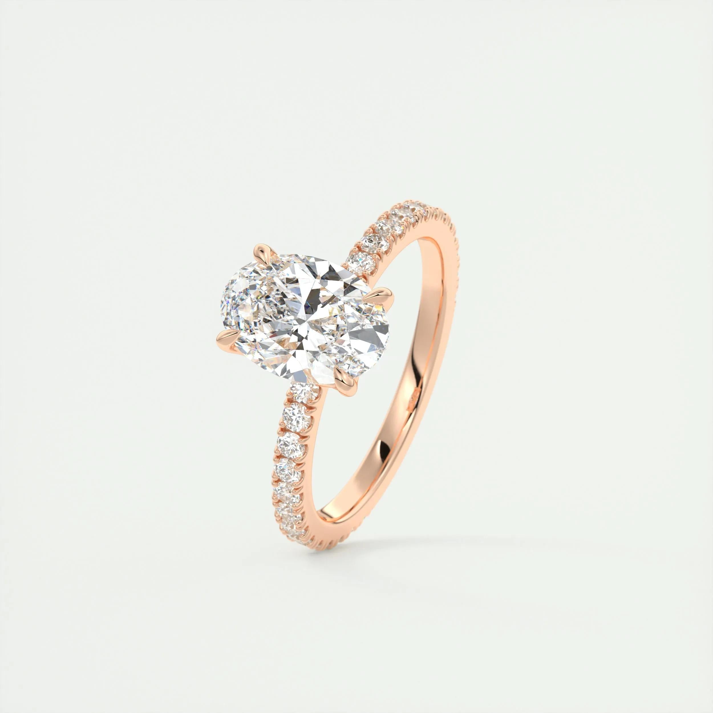 Pave Engagement Ring Featuring 1.91 CT Oval Moissanite 18