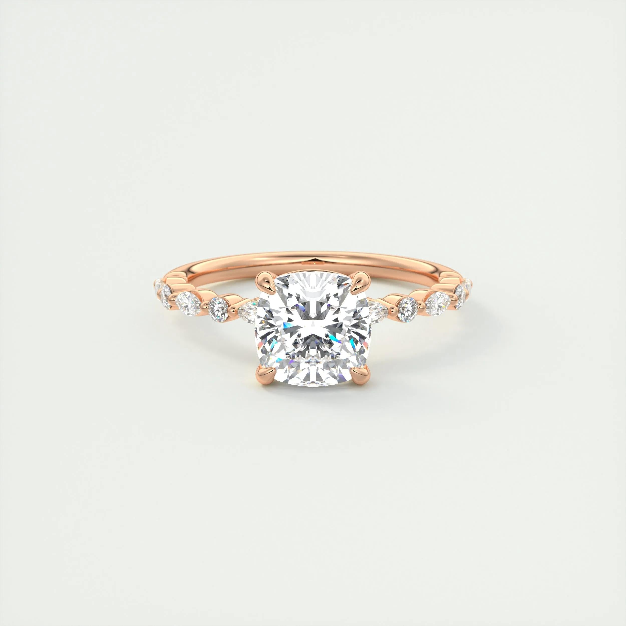 Pave Engagement Ring Featuring 2.0 CT Cushion Moissanite 15