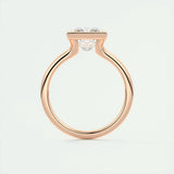 Solitaire Bezel Engagement Ring Featuring 2.08 CT Princess Moissanite 18