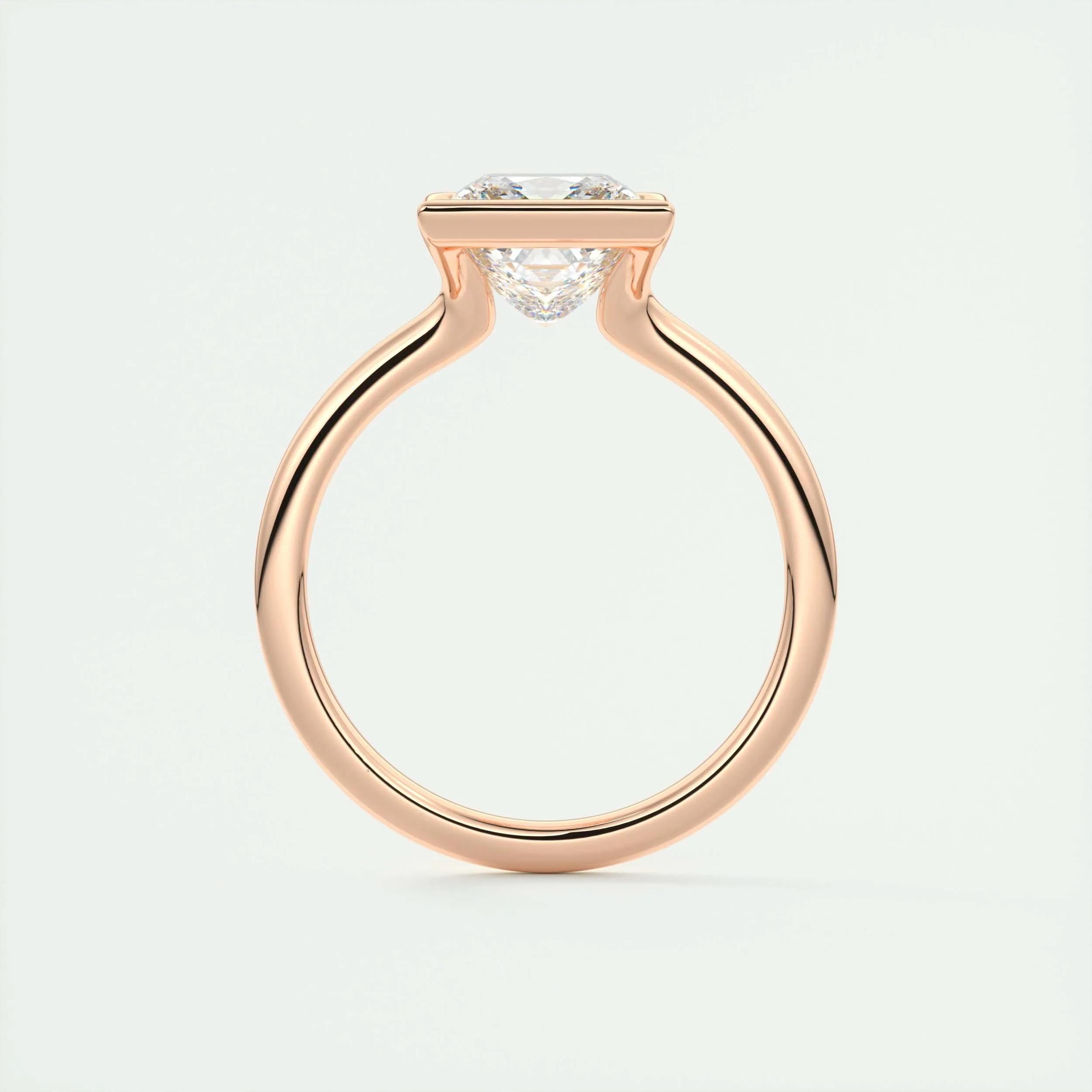 Solitaire Bezel Engagement Ring Featuring 2.08 CT Princess Moissanite 18