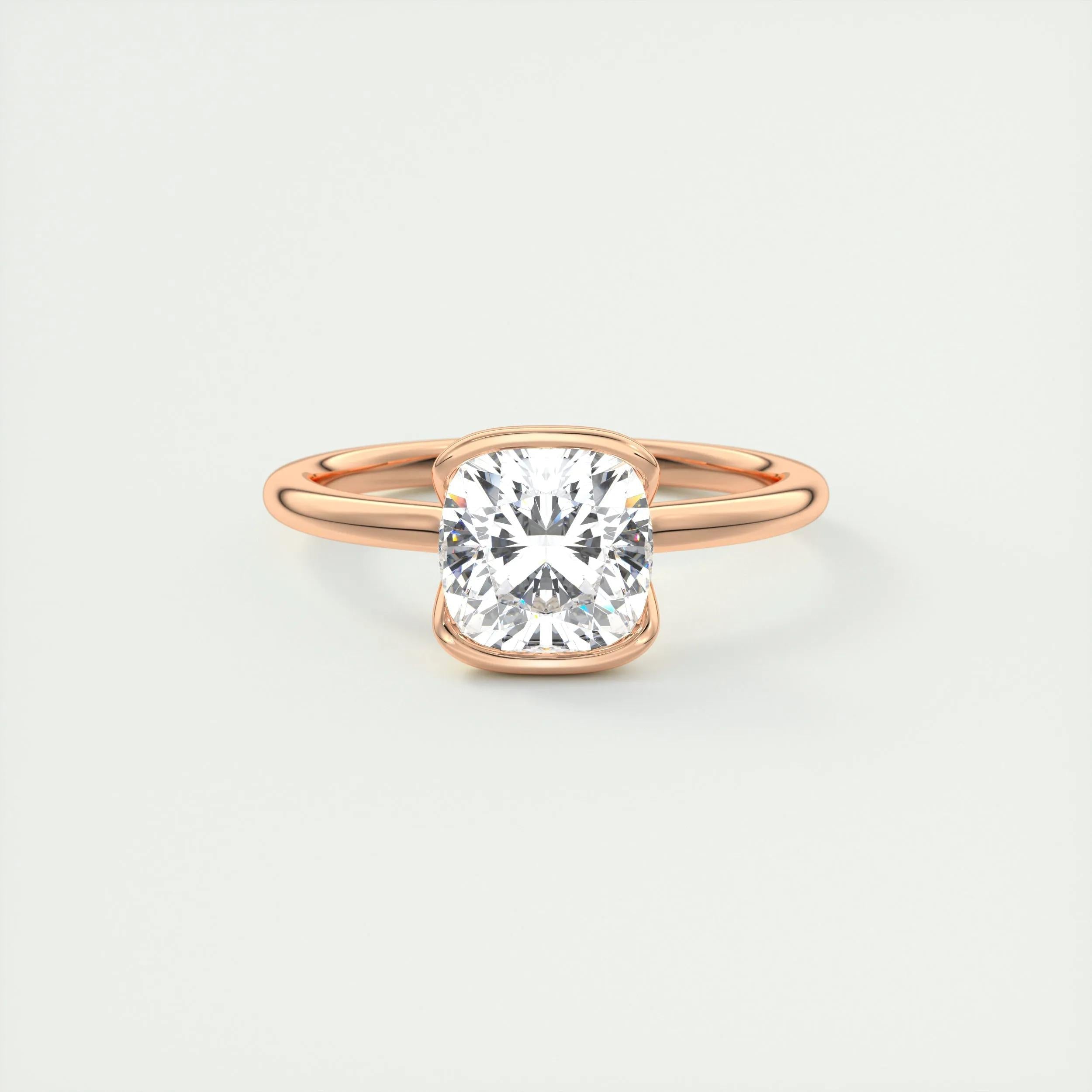Solitaire Bezel Engagement Ring Featuring 2.15 CT Cushion Moissanite 16
