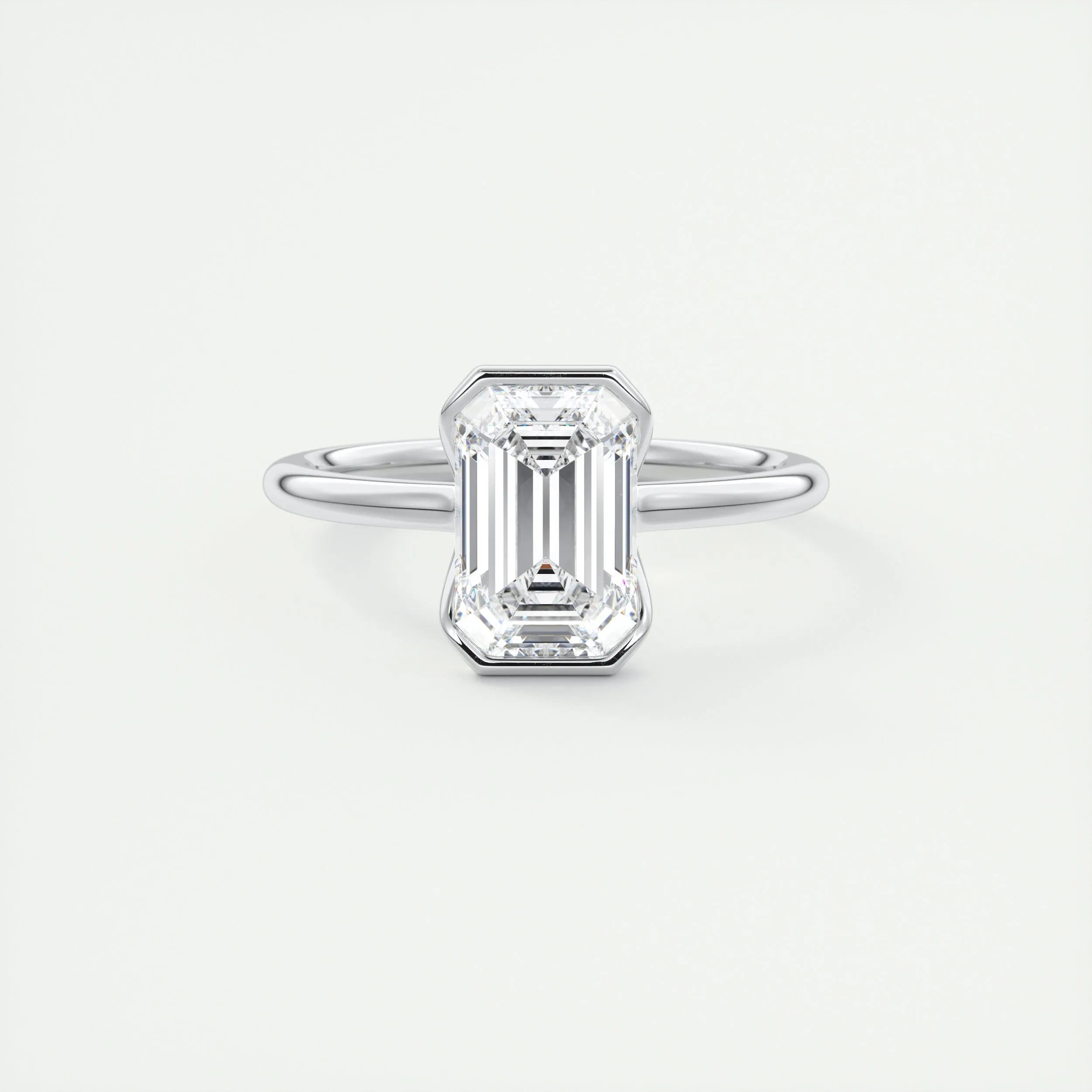 Solitaire Bezel Engagement Ring Featuring 1.91 CT Emerald Moissanite 1