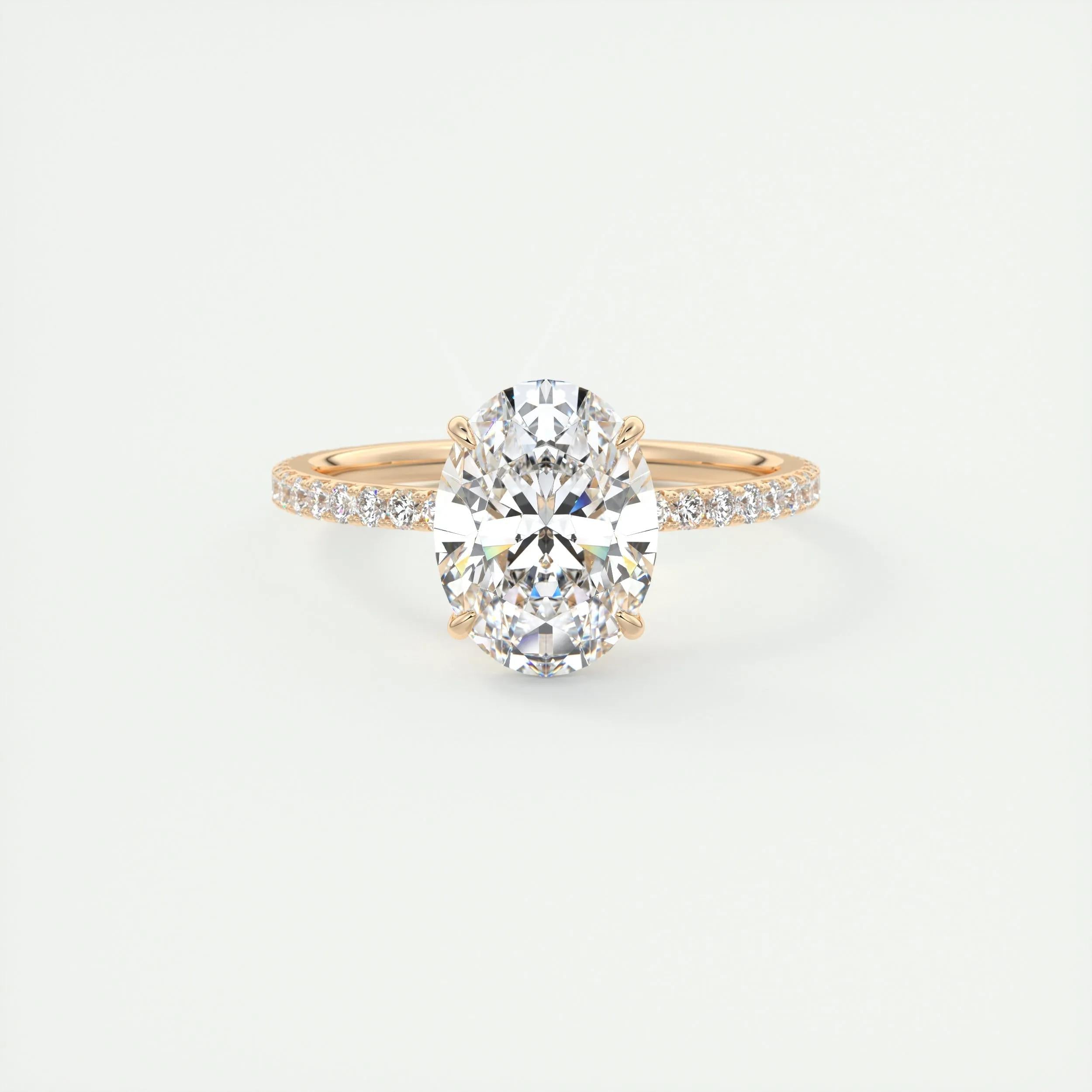 Pave Engagement Ring Featuring 1.91 CT Oval Moissanite 16