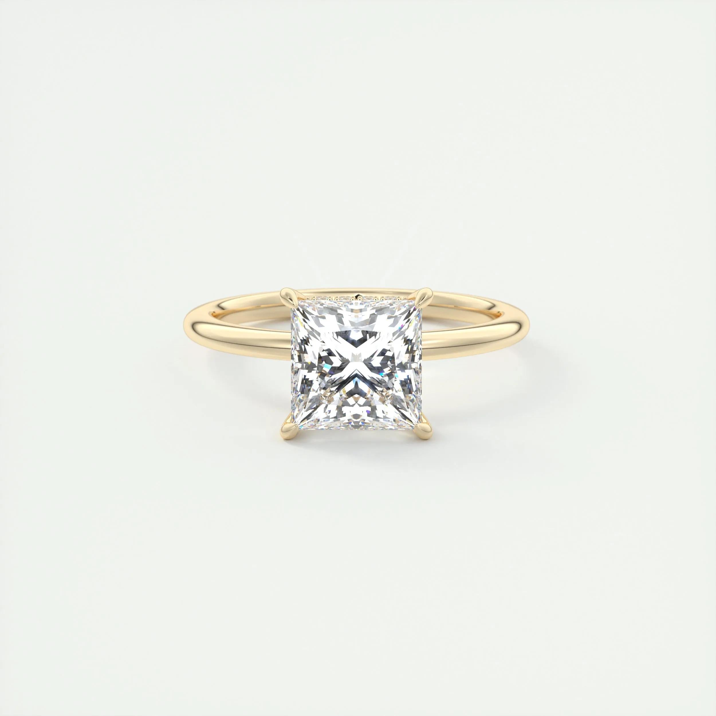 2.08 CT Princess Hidden Halo Moissanite Engagement Ring 8