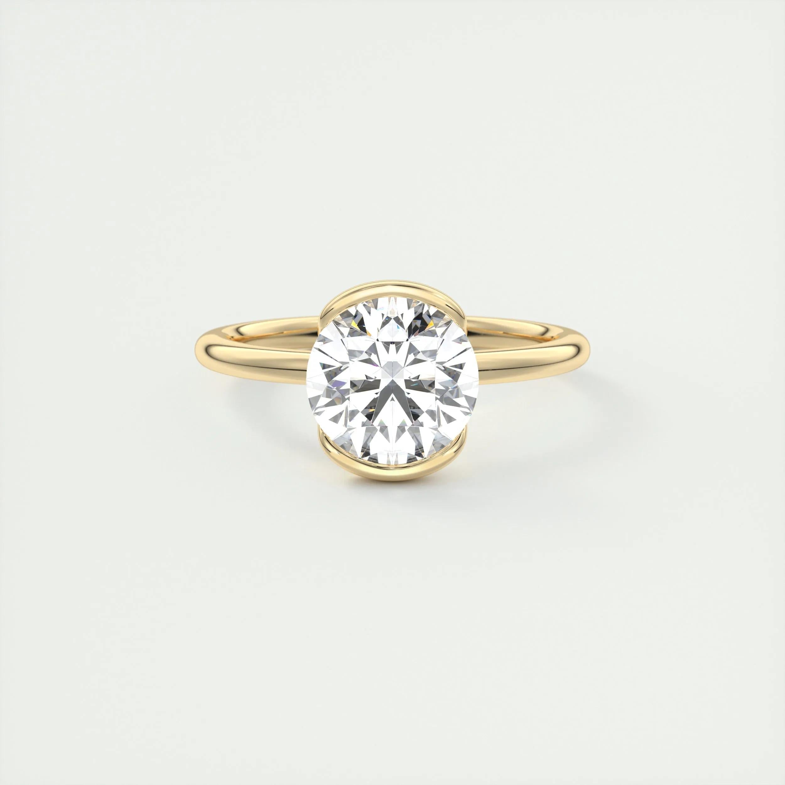 Solitaire Bezel Engagement Ring Featuring 2.0 CT Round Moissanite 8