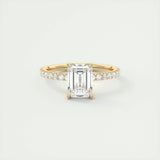 1.91 CT Emerald Shape Pave Moissanite Engagement Ring 7