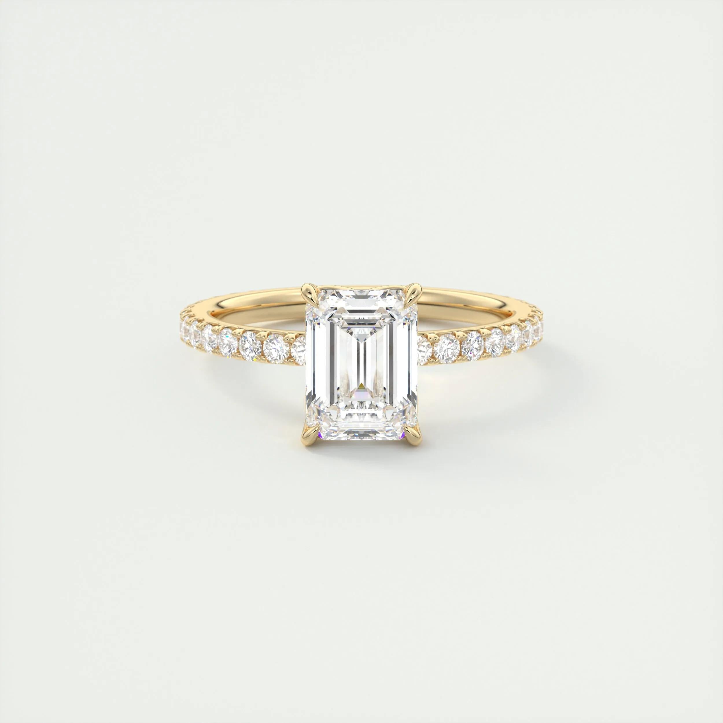 1.91 CT Emerald Shape Pave Moissanite Engagement Ring 7