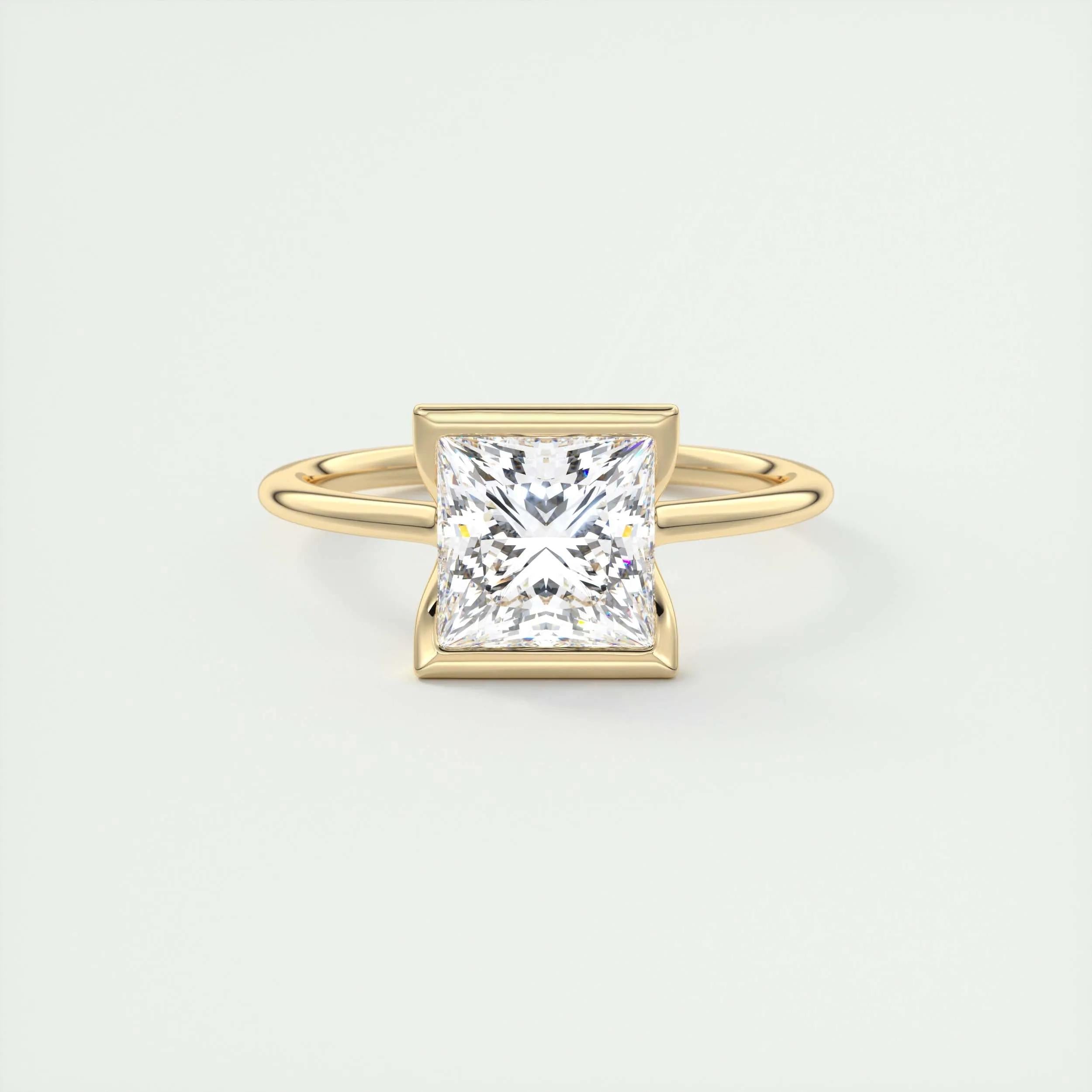 Solitaire Bezel Engagement Ring Featuring 2.08 CT Princess Moissanite 8